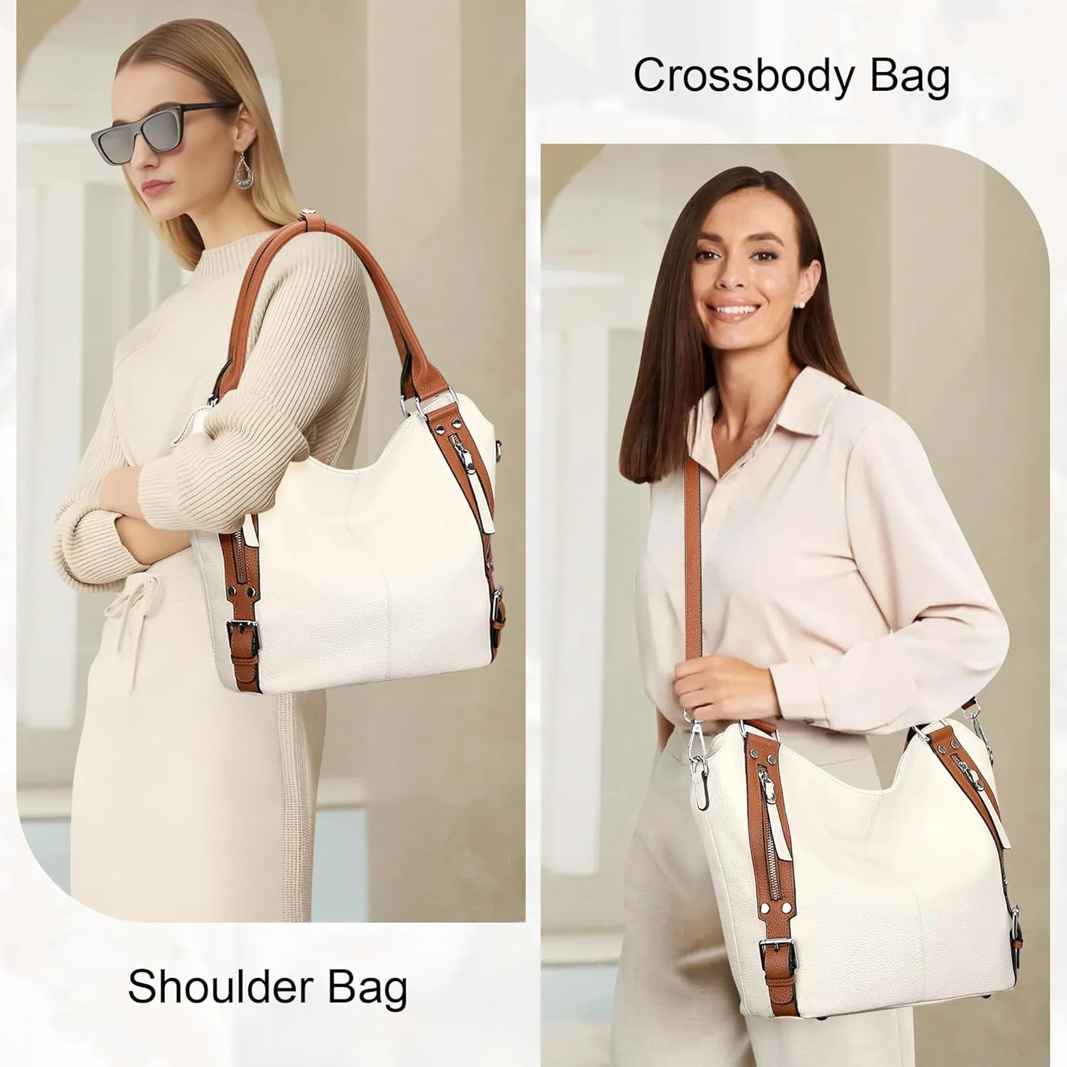 Over Earth Genuine Leather Handbags for Women Hobo Shoulder Bags Ladies Tote Bag