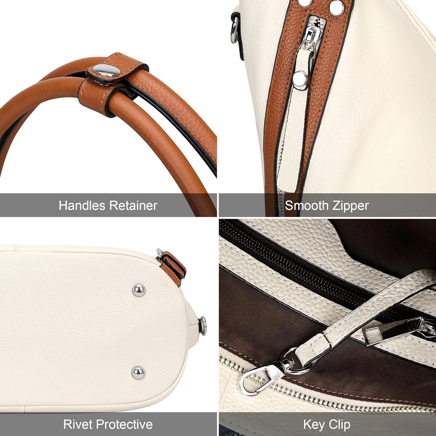 Over Earth Genuine Leather Handbags for Women Hobo Shoulder Bags Ladies Tote Bag