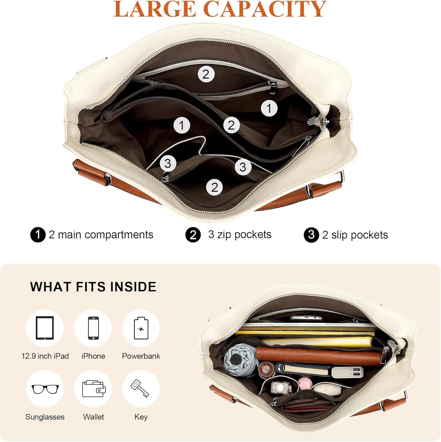 Over Earth Genuine Leather Handbags for Women Hobo Shoulder Bags Ladies Tote Bag