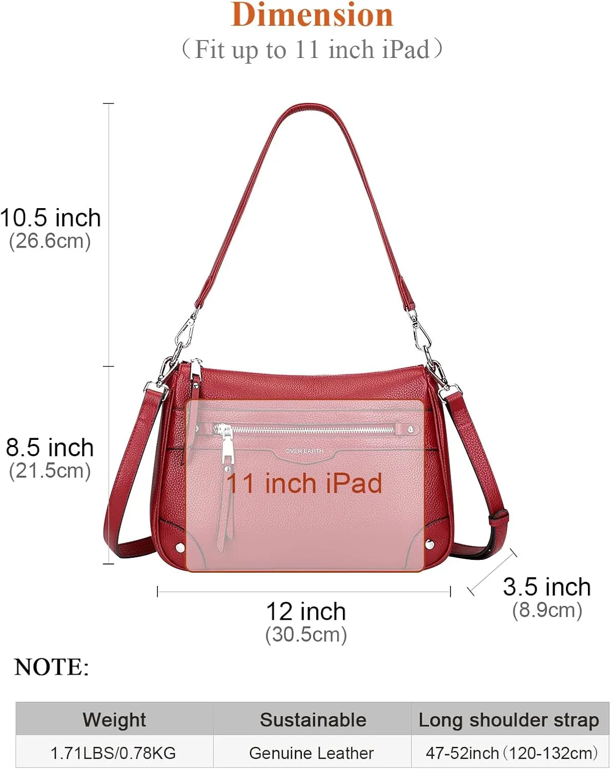 Over Earth Leather Crossbody Bags for Women Small Hobo Purses Ladies Shoulder Bag