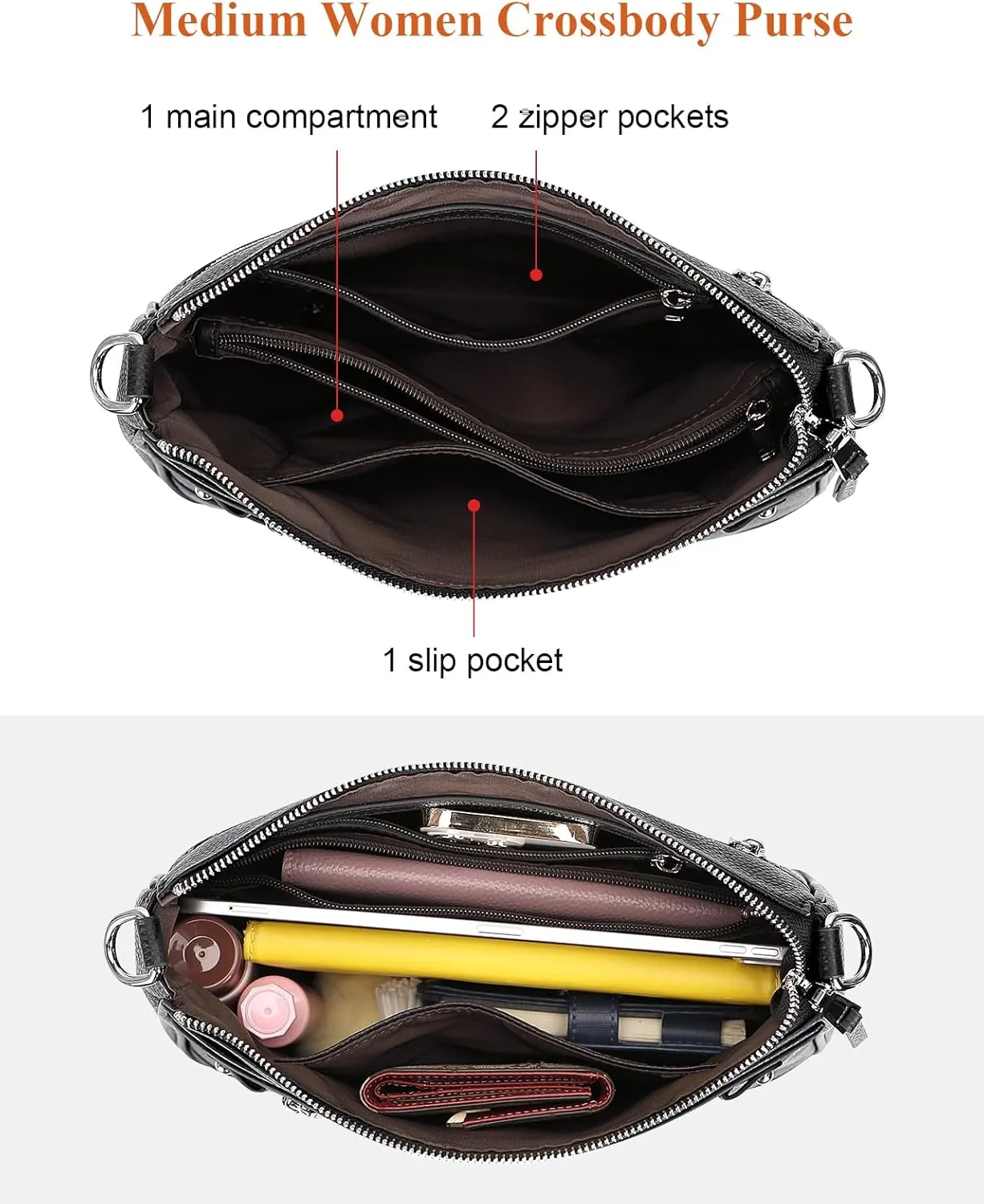 Over Earth Leather Crossbody Bags for Women Small Hobo Purses Ladies Shoulder Bag