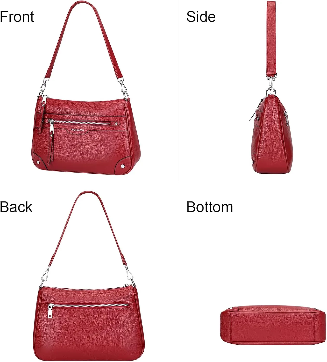 Over Earth Leather Crossbody Bags for Women Small Hobo Purses Ladies Shoulder Bag