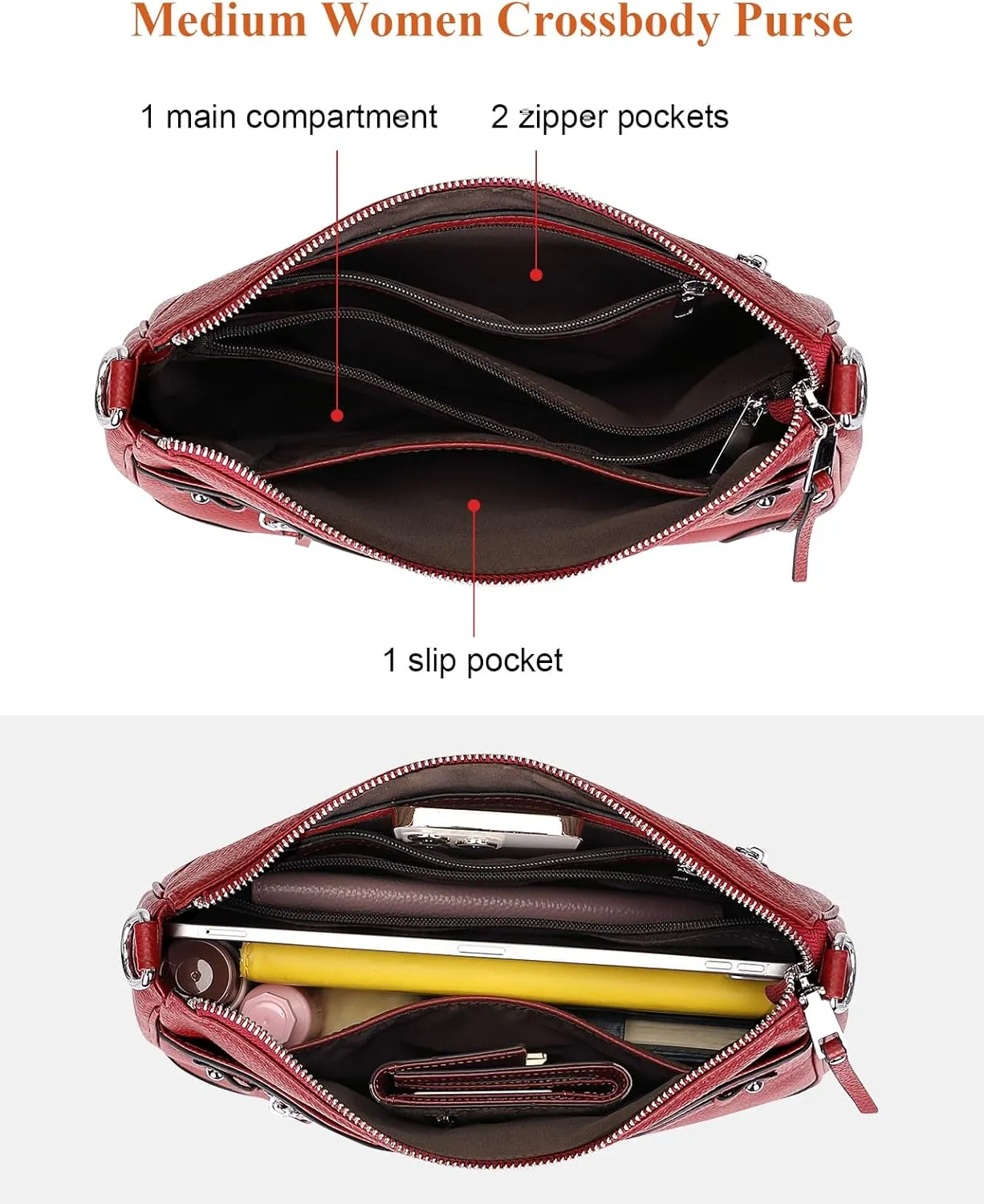 Over Earth Leather Crossbody Bags for Women Small Hobo Purses Ladies Shoulder Bag