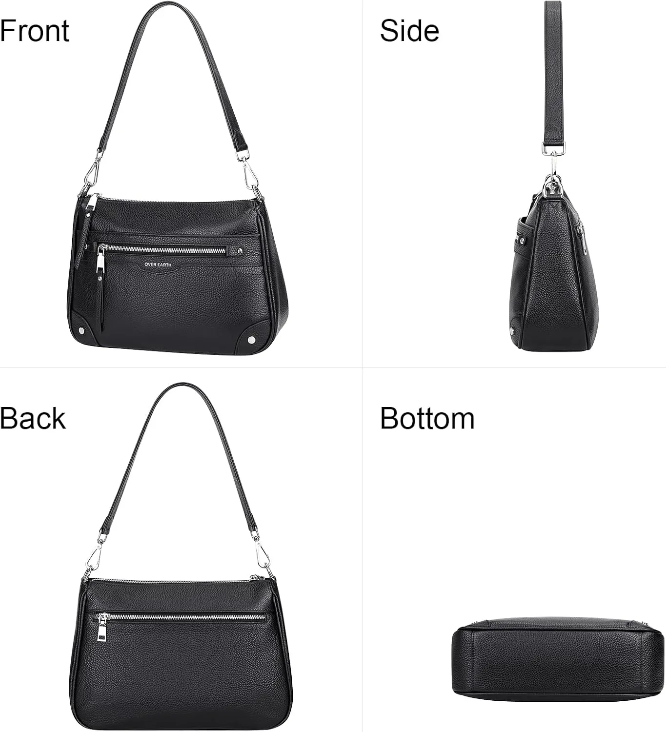 Over Earth Leather Crossbody Bags for Women Small Hobo Purses Ladies Shoulder Bag