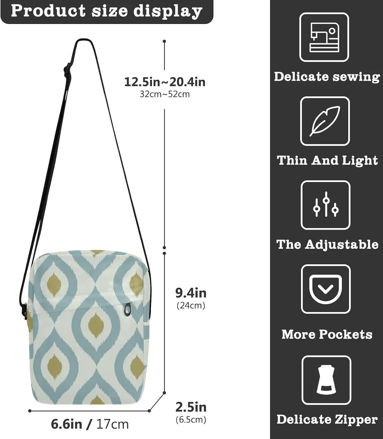 Oyihfvs Messenger Bag, Men's Crossbody Bag, Women's Crossbody Bag with Adjustable Strap