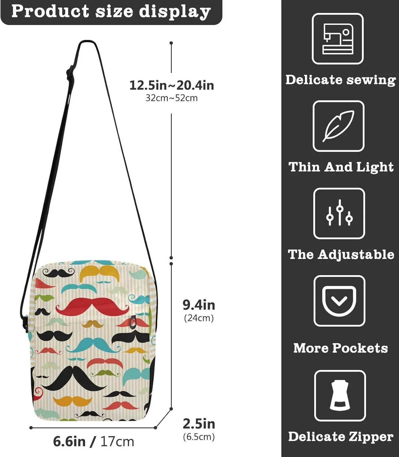 Oyihfvs Messenger Bag, Men's Crossbody Bag, Women's Crossbody Bag with Adjustable Strap