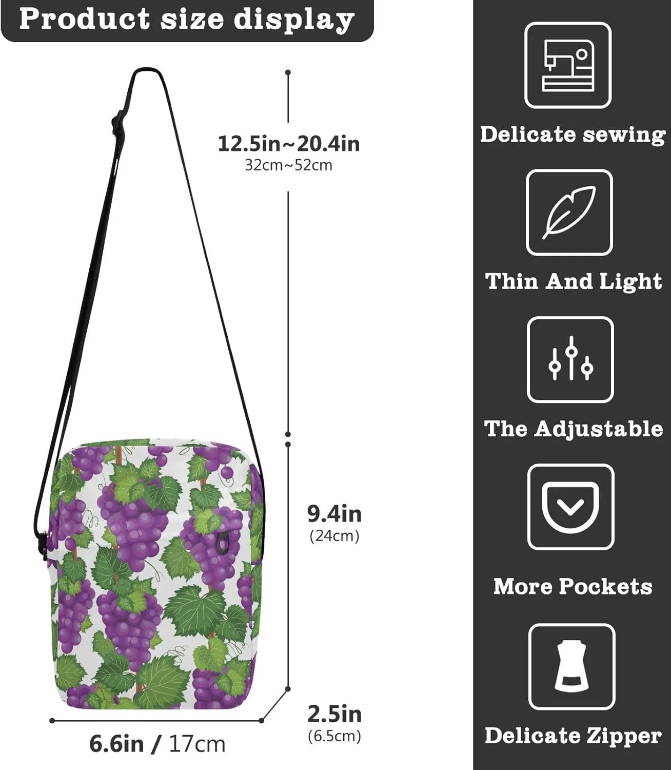 Oyihfvs Messenger Bag, Men's Crossbody Bag, Women's Crossbody Bag with Adjustable Strap