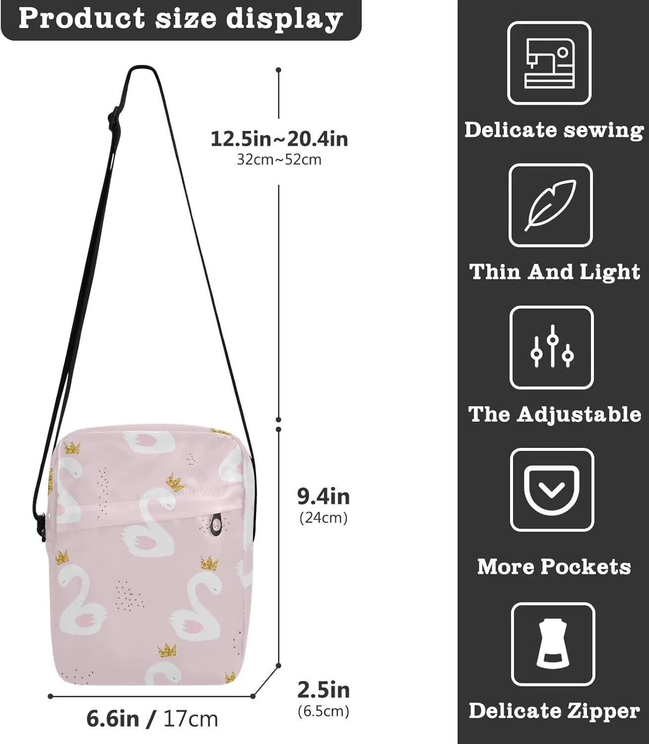 Oyihfvs Messenger Bag, Men's Crossbody Bag, Women's Crossbody Bag with Adjustable Strap