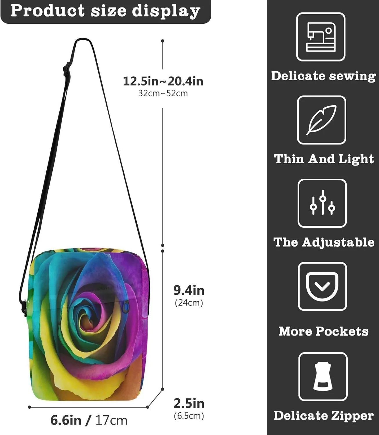 Oyihfvs Messenger Bag, Men's Crossbody Bag, Women's Crossbody Bag with Adjustable Strap
