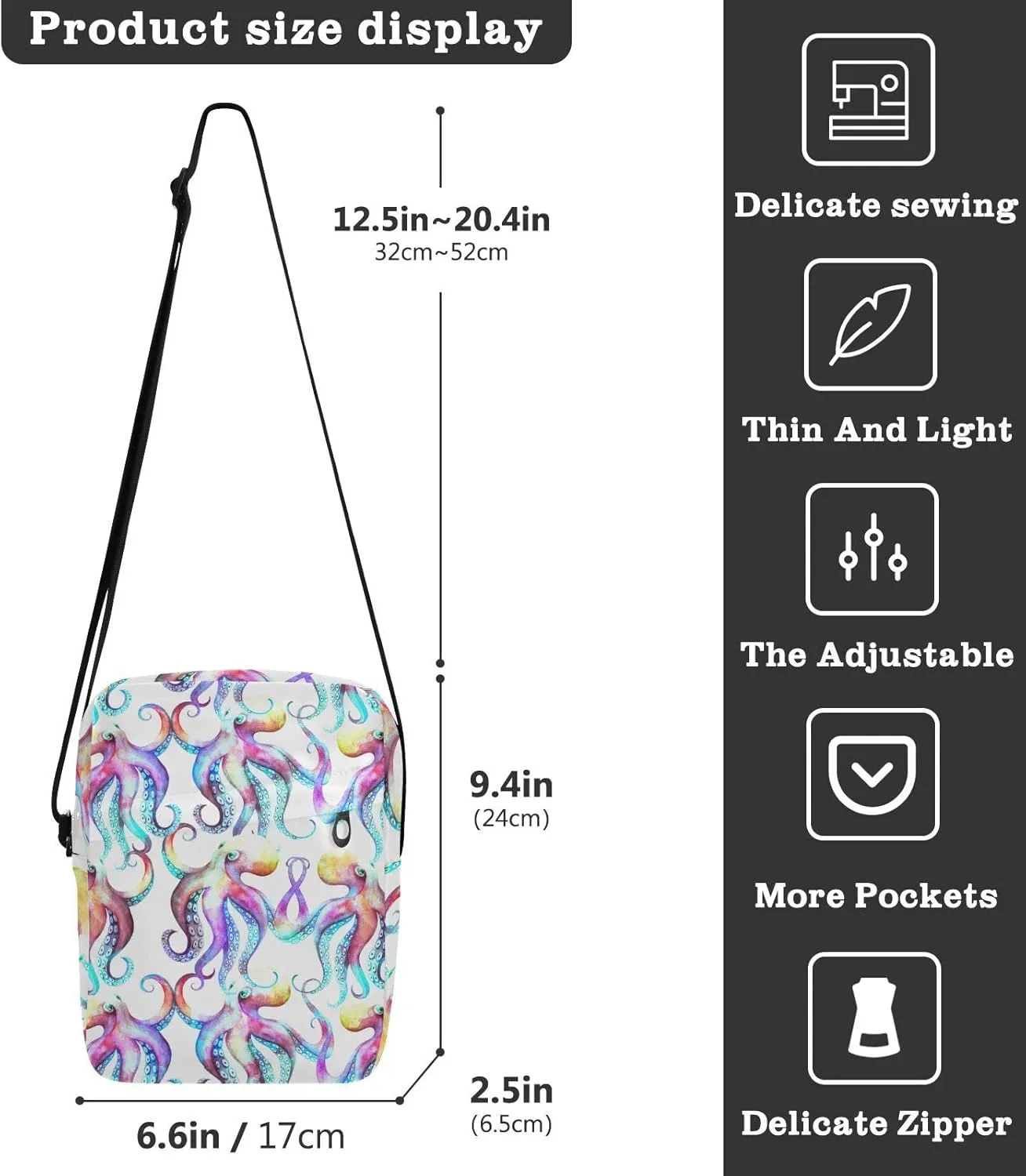 Oyihfvs Messenger Bag, Men's Crossbody Bag, Women's Crossbody Bag with Adjustable Strap
