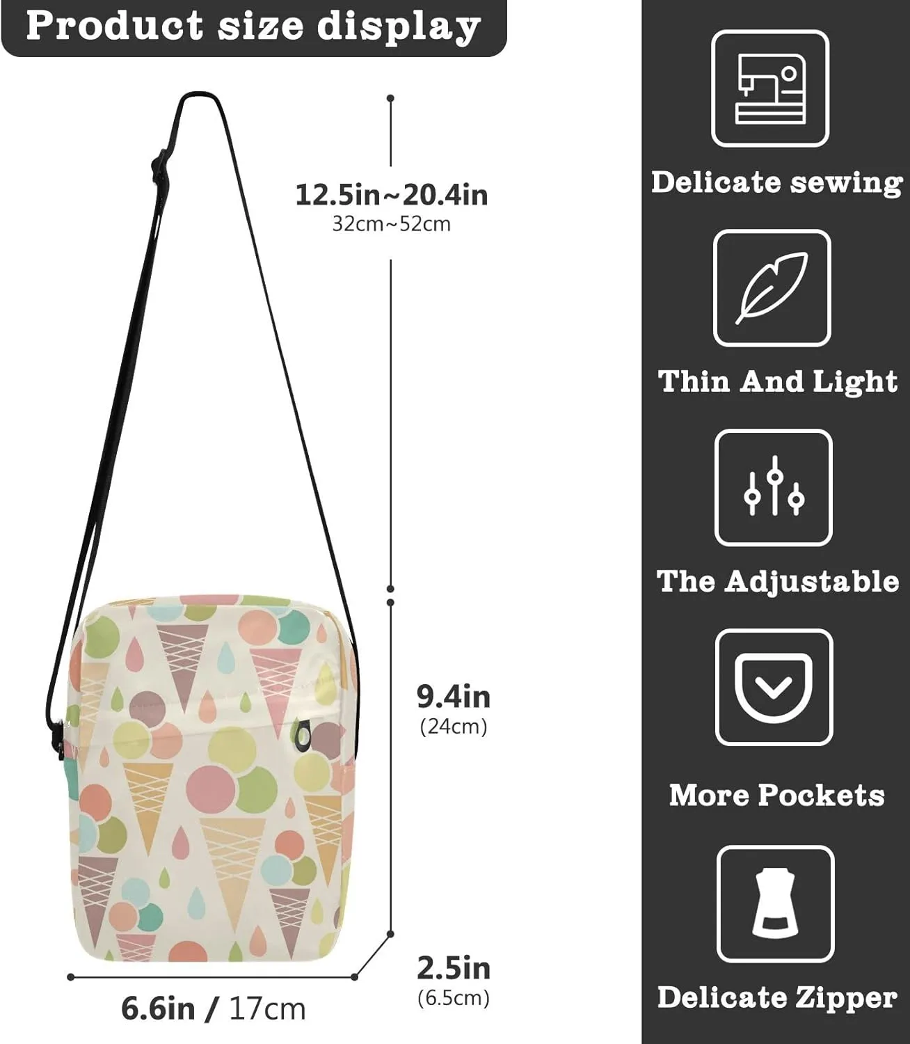 Oyihfvs Messenger Bag, Men's Crossbody Bag, Women's Crossbody Bag with Adjustable Strap