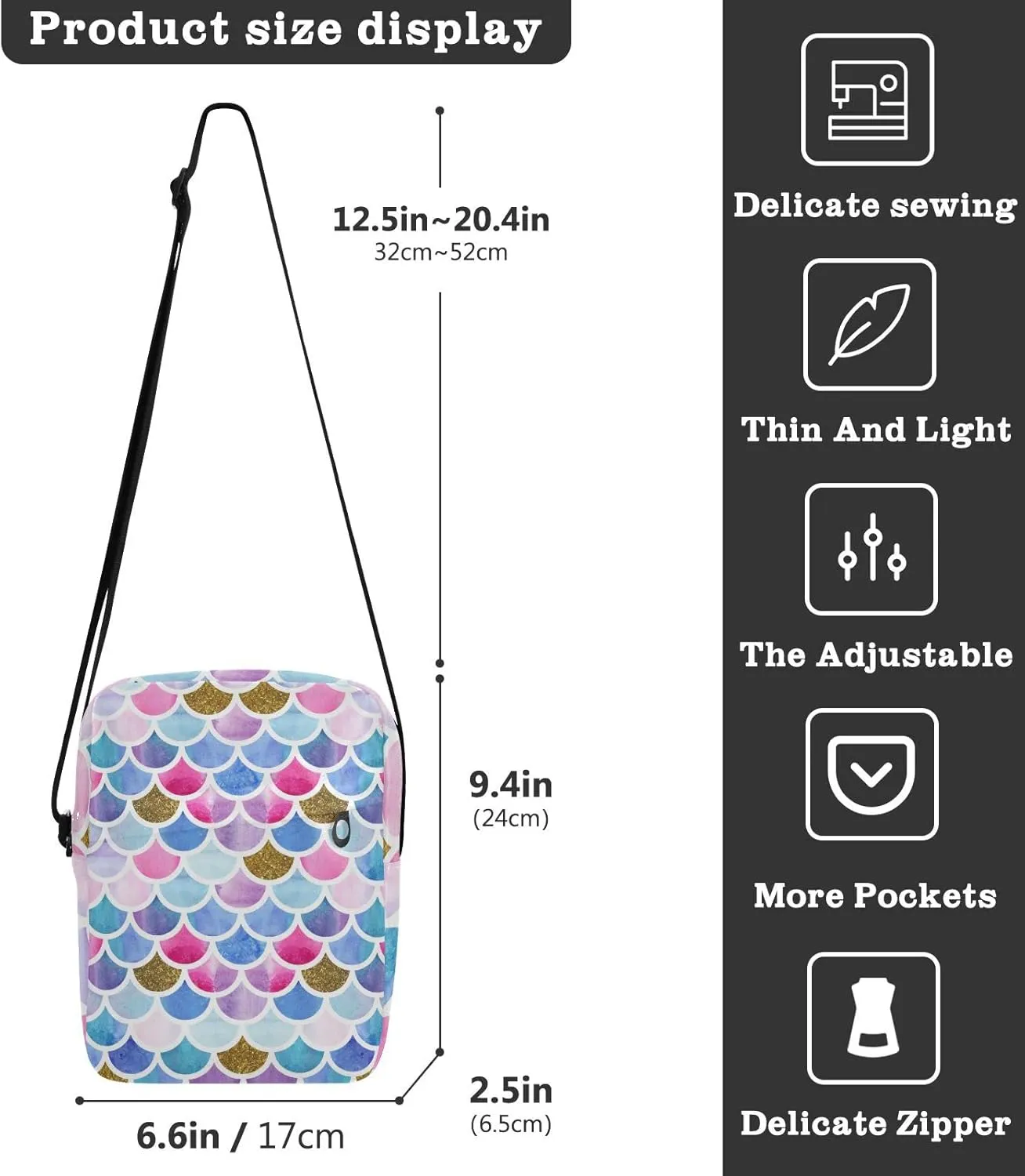 Oyihfvs Messenger Bag, Men's Crossbody Bag, Women's Crossbody Bag with Adjustable Strap