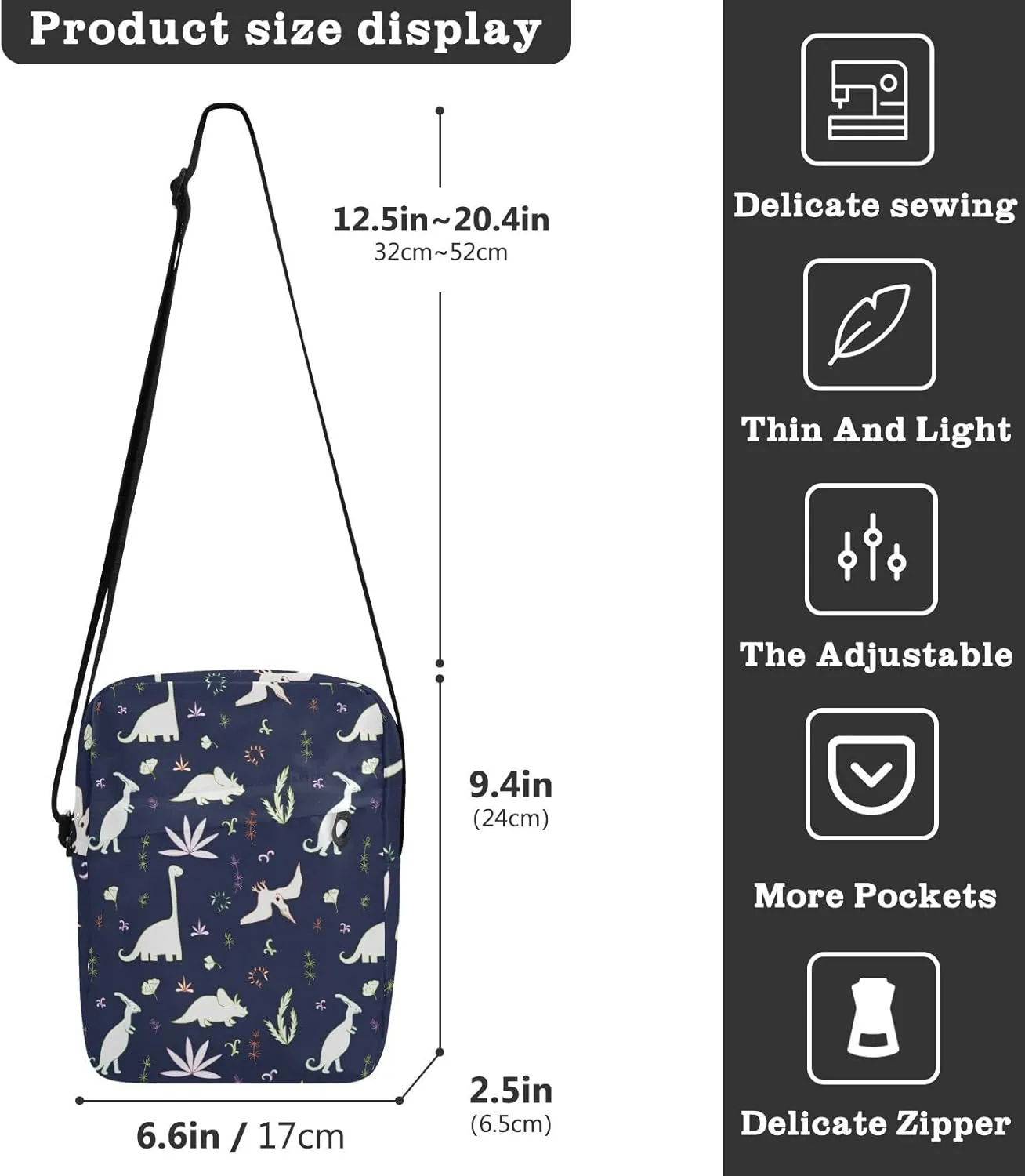 Oyihfvs Messenger Bag, Men's Crossbody Bag, Women's Crossbody Bag with Adjustable Strap