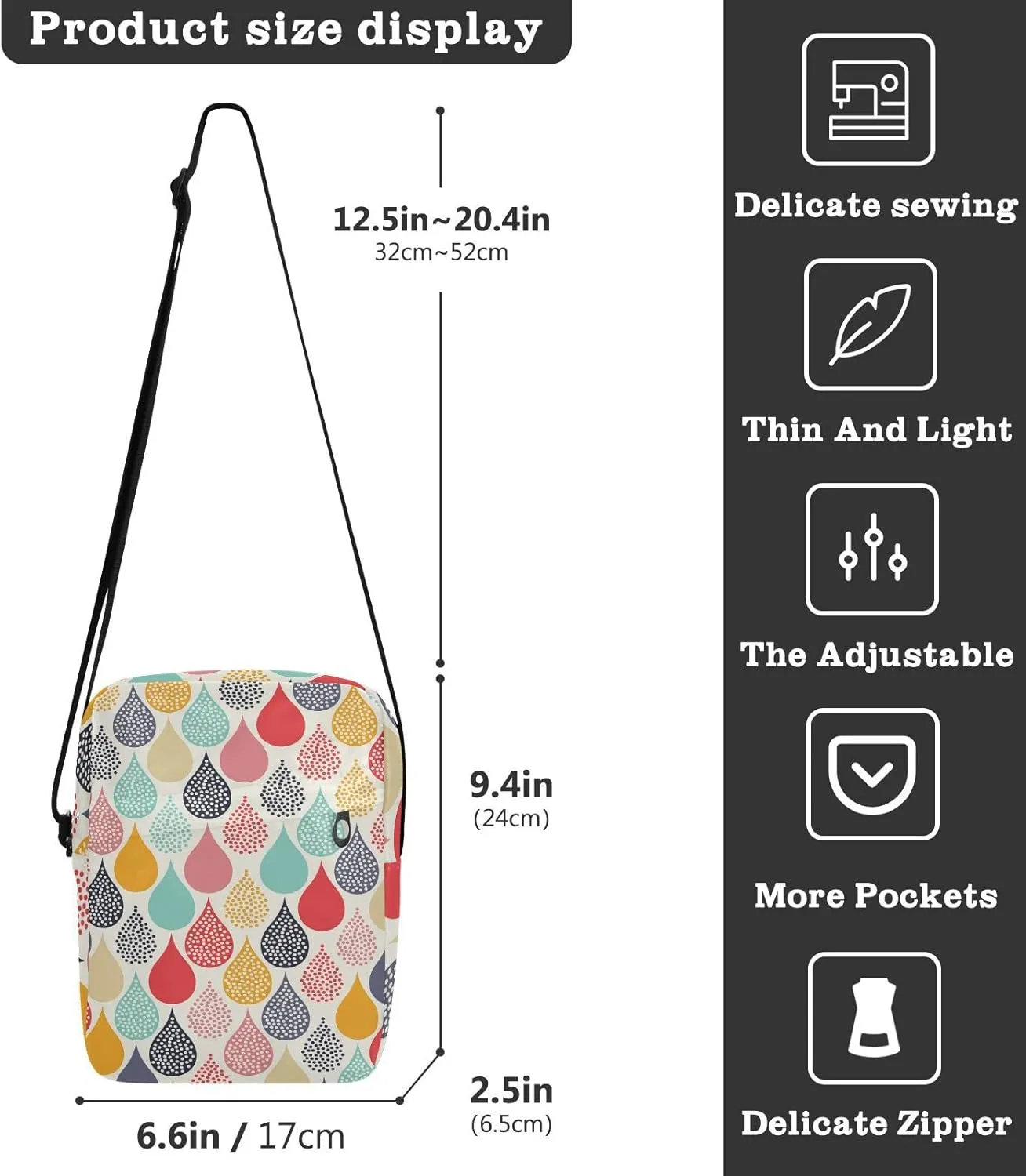 Oyihfvs Messenger Bag, Men's Crossbody Bag, Women's Crossbody Bag with Adjustable Strap