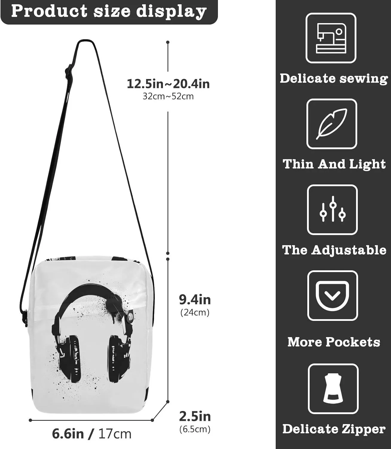 Oyihfvs Messenger Bag, Men's Crossbody Bag, Women's Crossbody Bag with Adjustable Strap