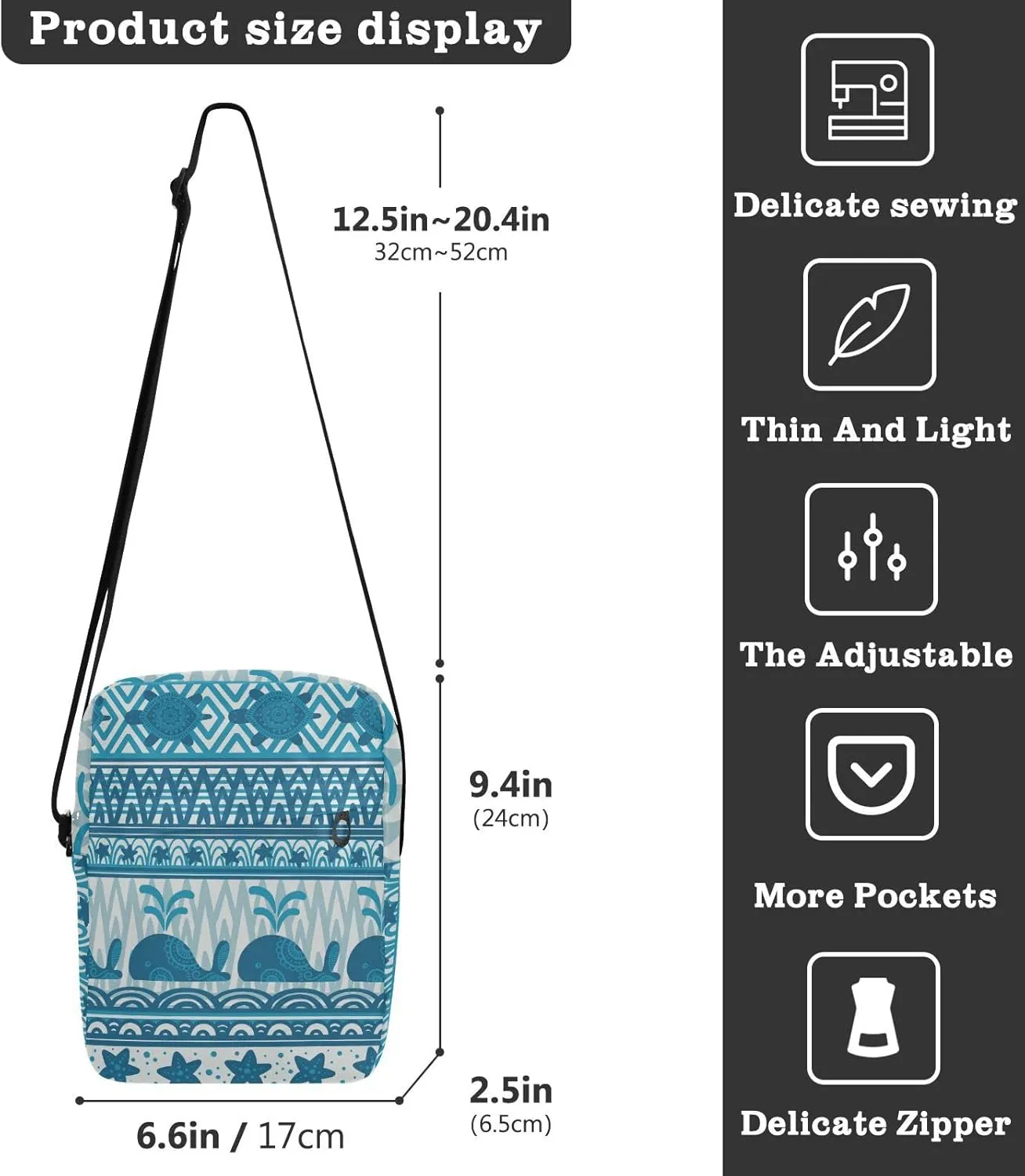 Oyihfvs Messenger Bag, Men's Crossbody Bag, Women's Crossbody Bag with Adjustable Strap