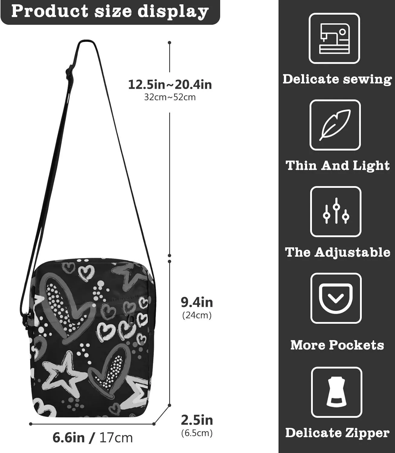 Oyihfvs Messenger Bag, Men's Crossbody Bag, Women's Crossbody Bag with Adjustable Strap