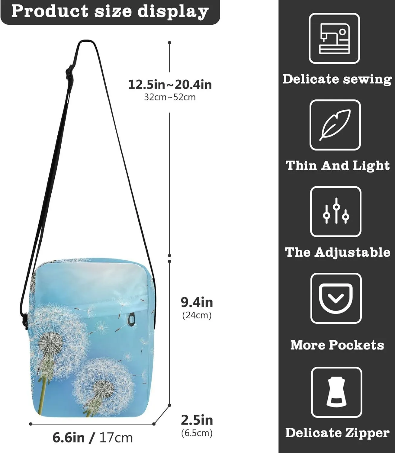 Oyihfvs Messenger Bag, Men's Crossbody Bag, Women's Crossbody Bag with Adjustable Strap