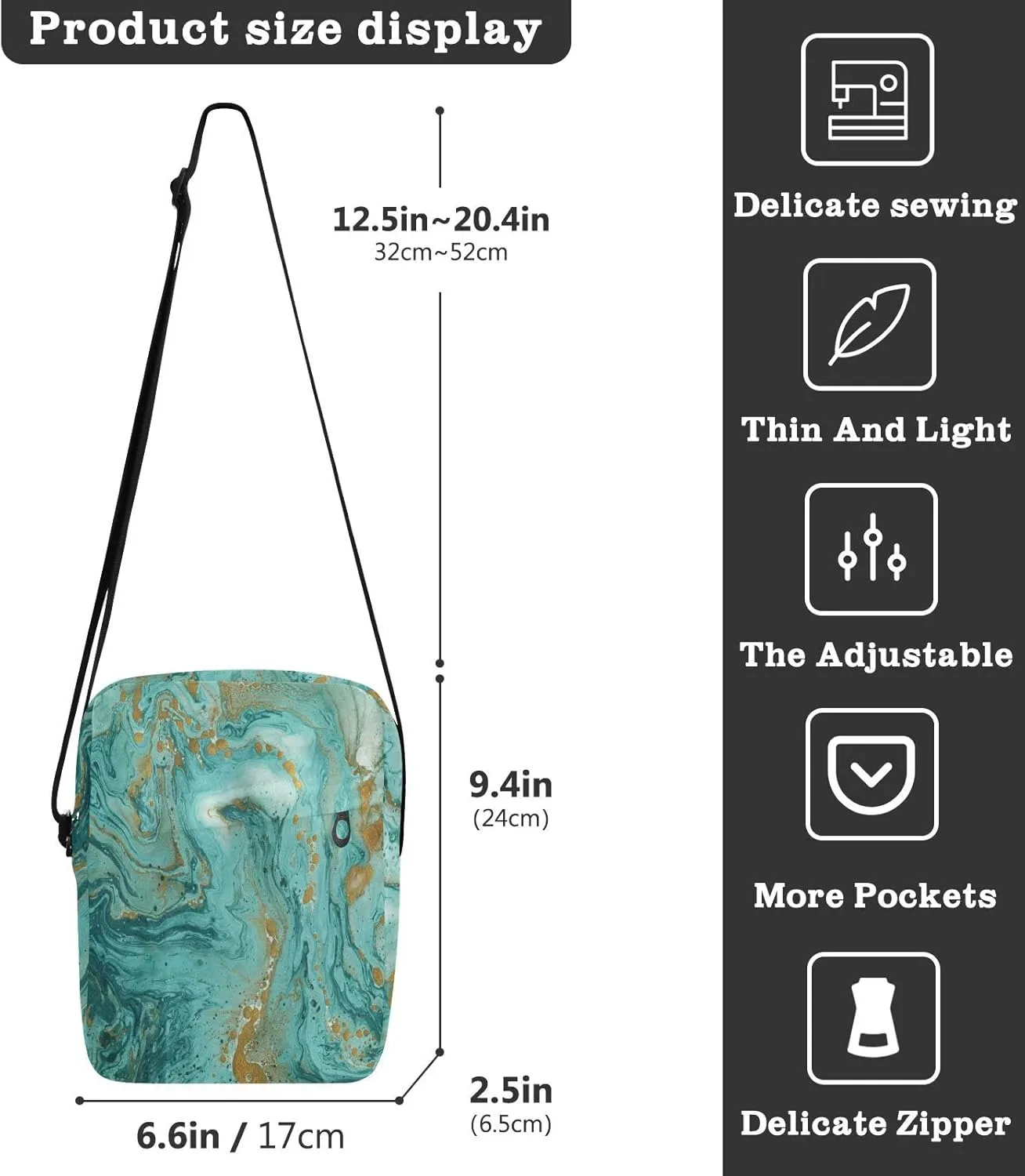 Oyihfvs Messenger Bag, Men's Crossbody Bag, Women's Crossbody Bag with Adjustable Strap