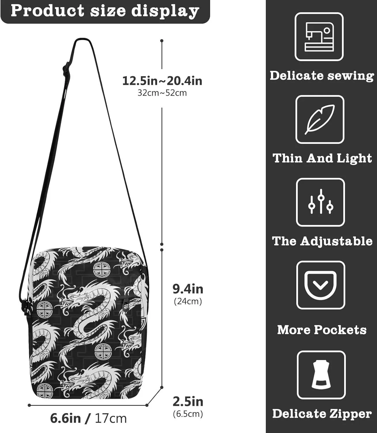 Oyihfvs Messenger Bag, Men's Crossbody Bag, Women's Crossbody Bag with Adjustable Strap