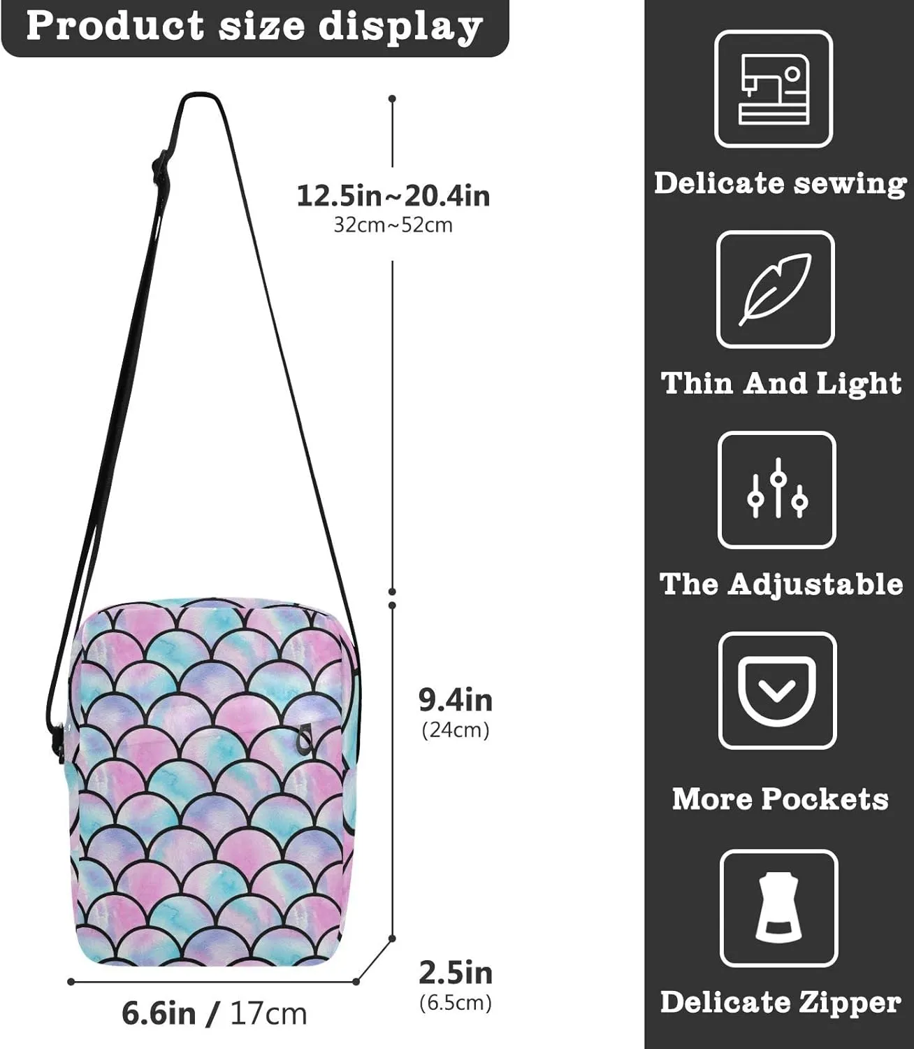 Oyihfvs Messenger Bag, Men's Crossbody Bag, Women's Crossbody Bag with Adjustable Strap