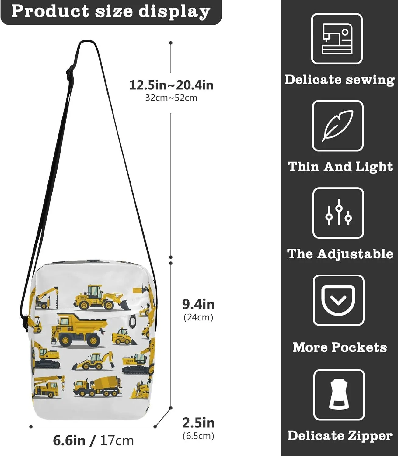 Oyihfvs Messenger Bag, Men's Crossbody Bag, Women's Crossbody Bag with Adjustable Strap