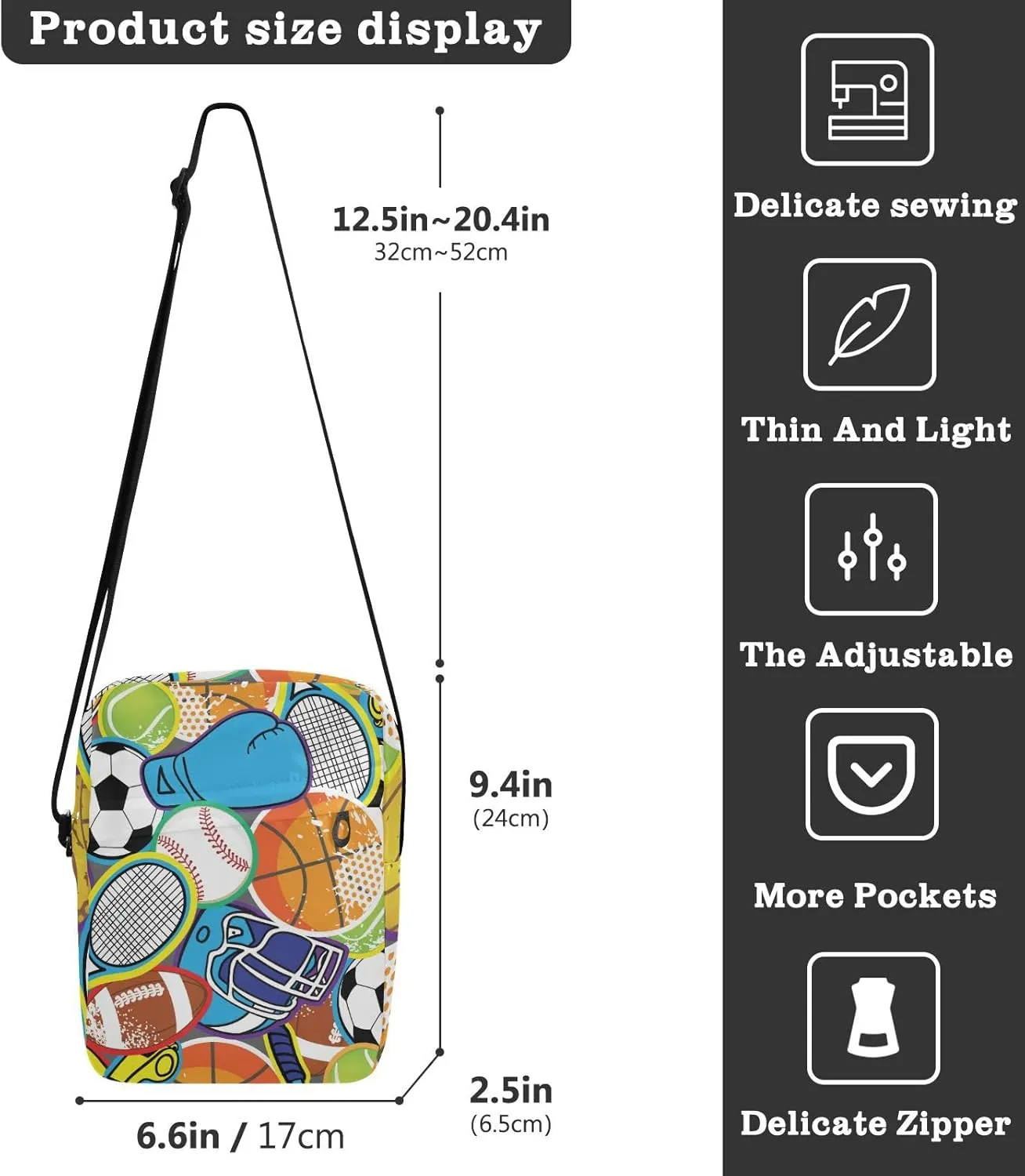 Oyihfvs Messenger Bag, Men's Crossbody Bag, Women's Crossbody Bag with Adjustable Strap