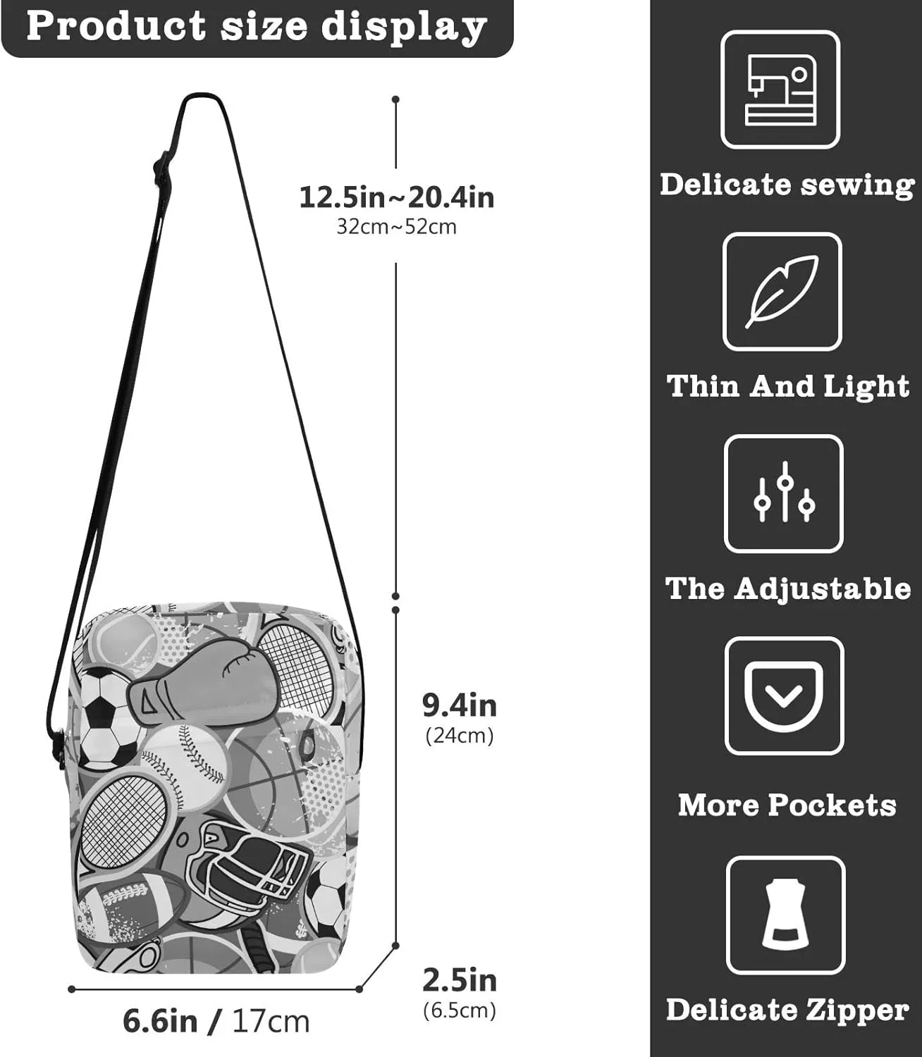 Oyihfvs Messenger Bag, Men's Crossbody Bag, Women's Crossbody Bag with Adjustable Strap