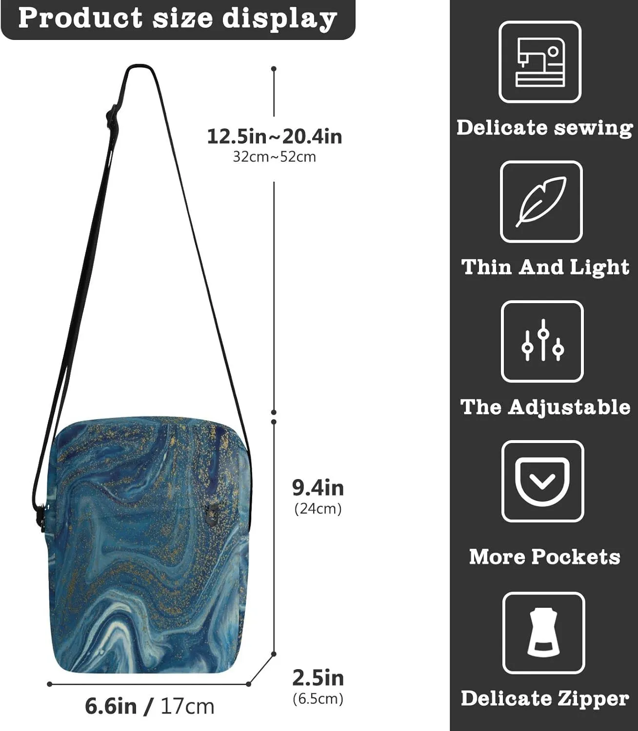 Oyihfvs Messenger Bag, Men's Crossbody Bag, Women's Crossbody Bag with Adjustable Strap