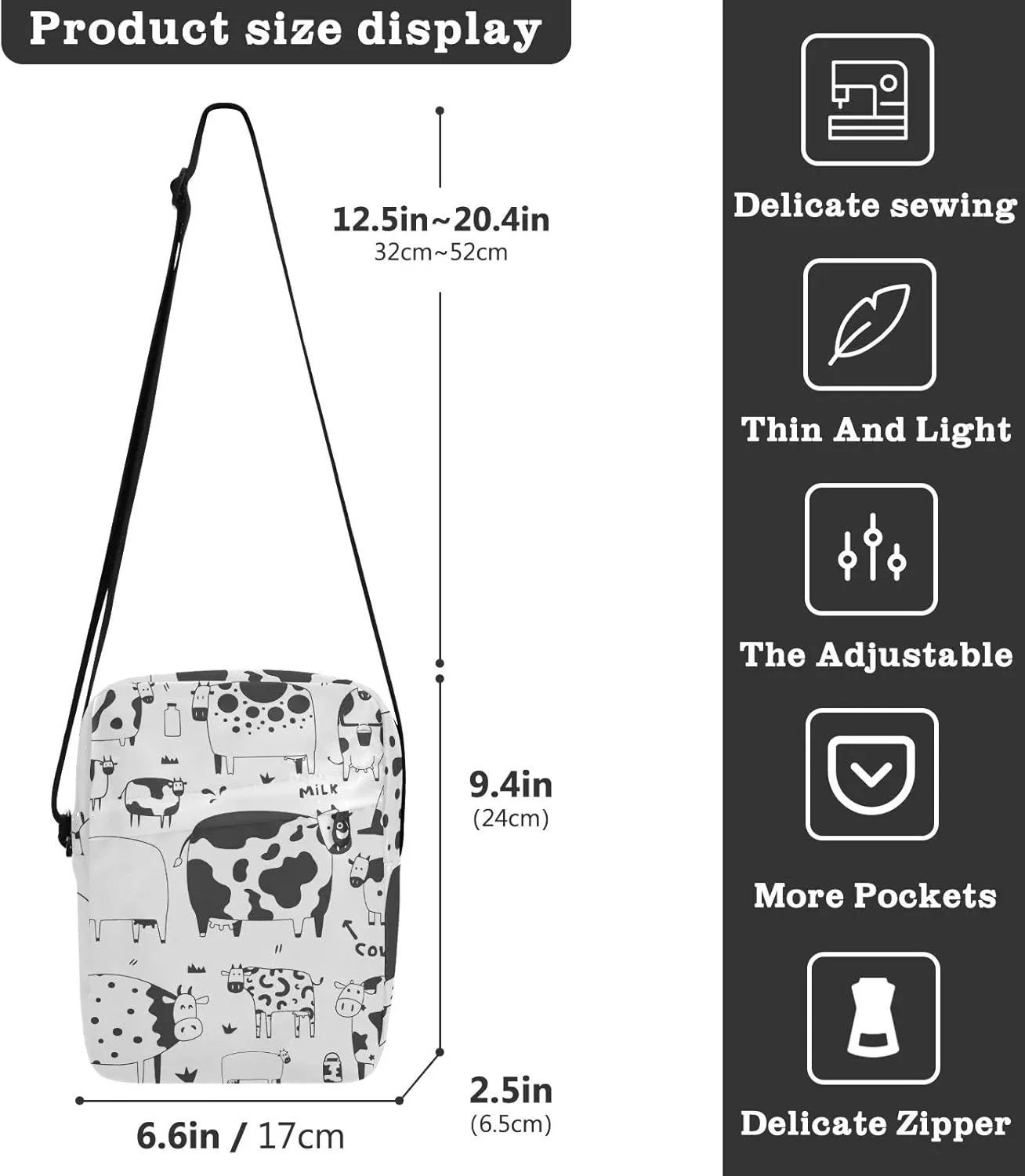 Oyihfvs Messenger Bag, Men's Crossbody Bag, Women's Crossbody Bag with Adjustable Strap