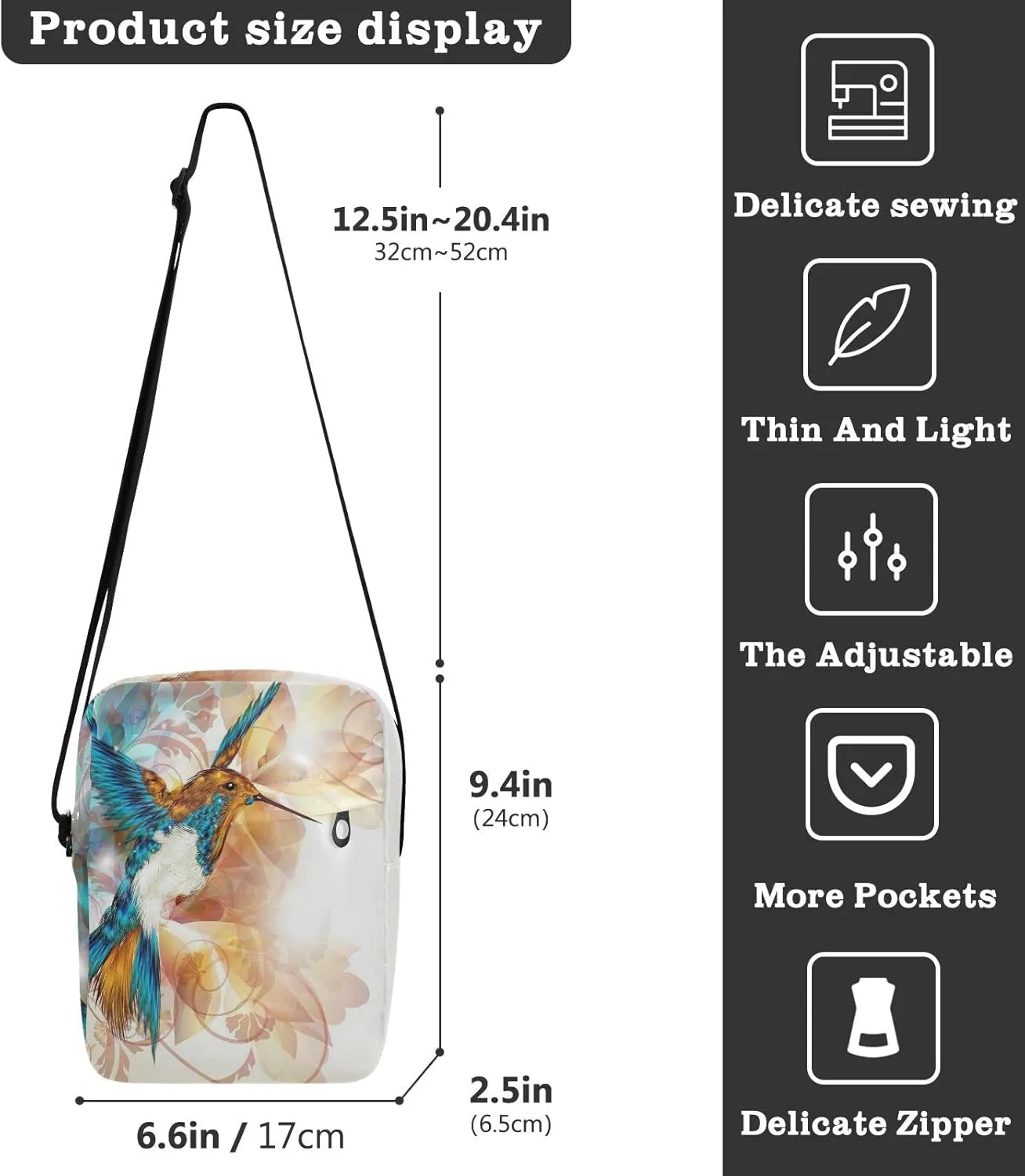 Oyihfvs Messenger Bag, Men's Crossbody Bag, Women's Crossbody Bag with Adjustable Strap