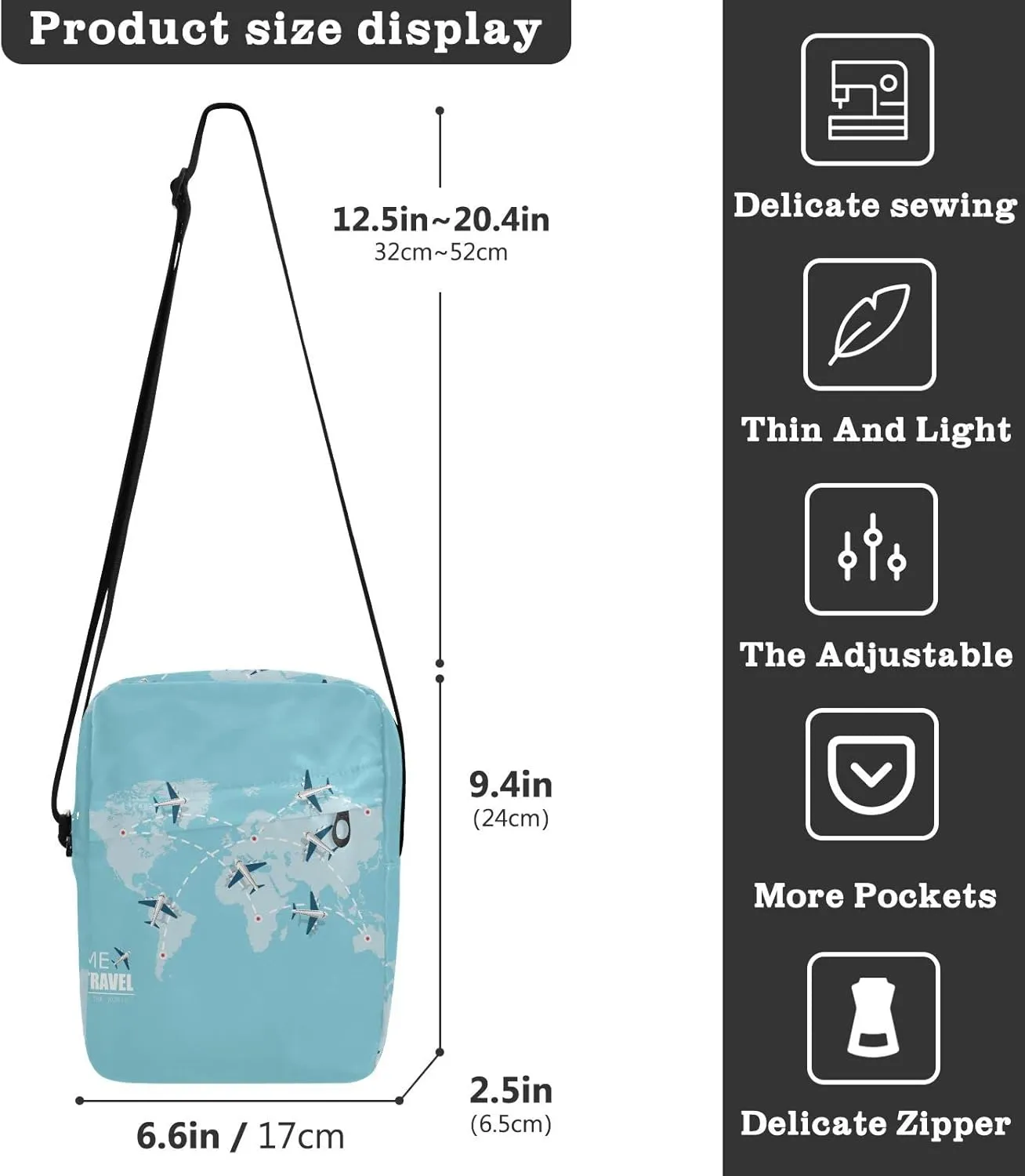 Oyihfvs Messenger Bag, Men's Crossbody Bag, Women's Crossbody Bag with Adjustable Strap
