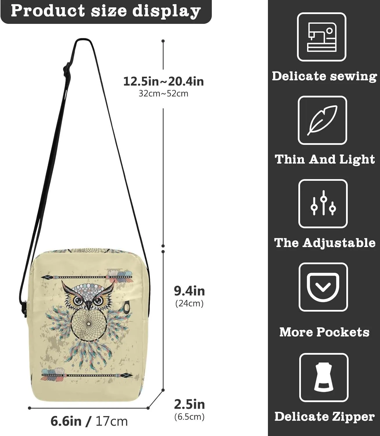 Oyihfvs Messenger Bag, Men's Crossbody Bag, Women's Crossbody Bag with Adjustable Strap