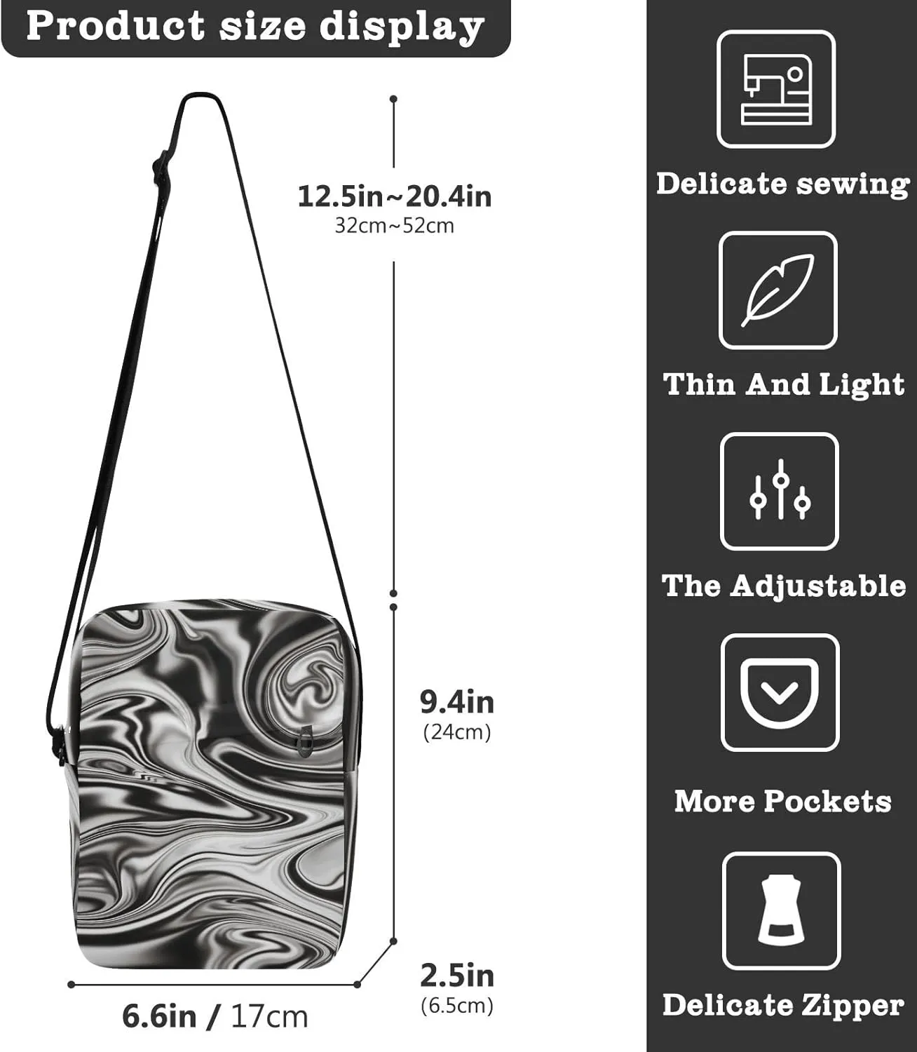 Oyihfvs Messenger Bag, Men's Crossbody Bag, Women's Crossbody Bag with Adjustable Strap