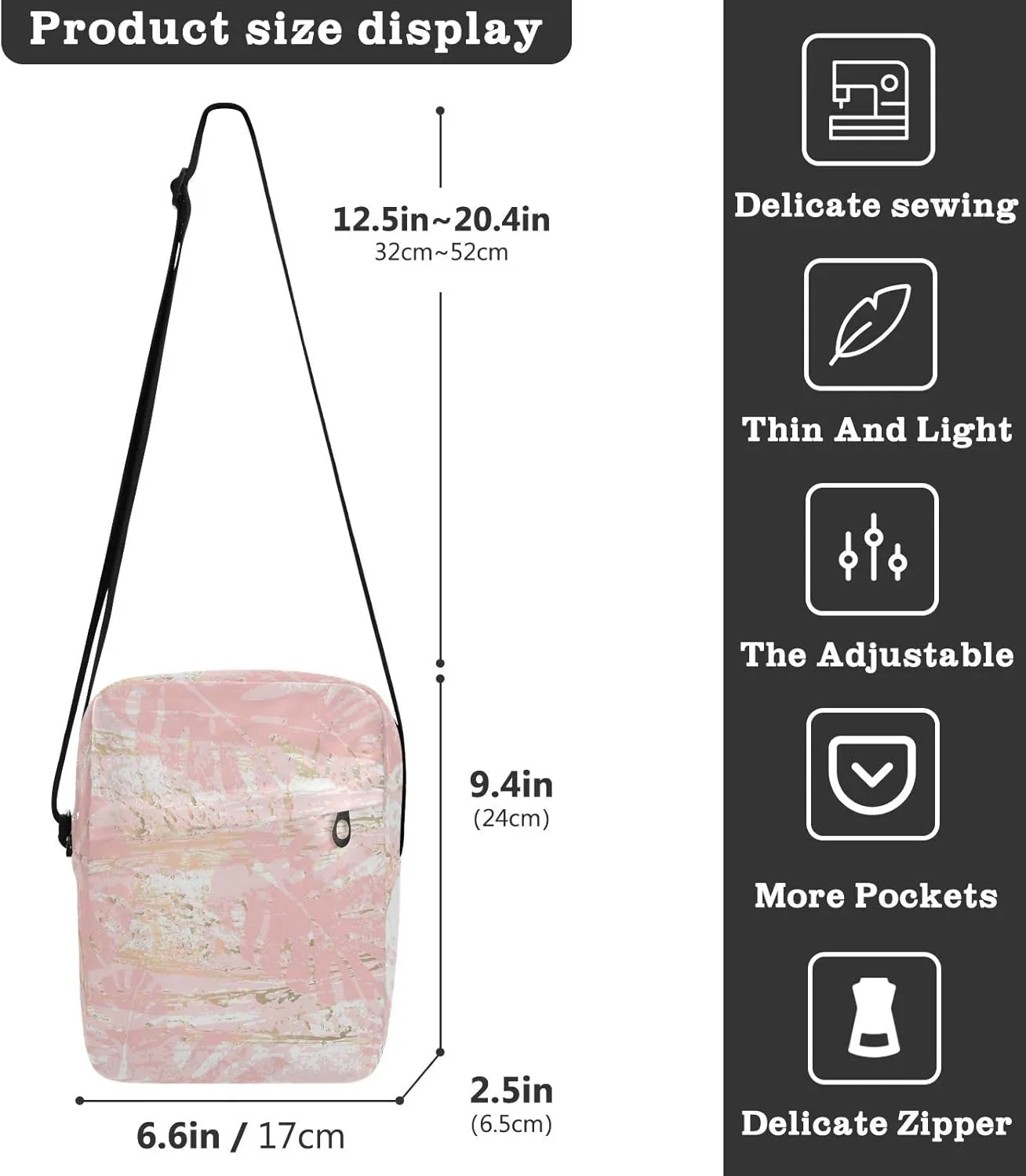 Oyihfvs Messenger Bag, Men's Crossbody Bag, Women's Crossbody Bag with Adjustable Strap