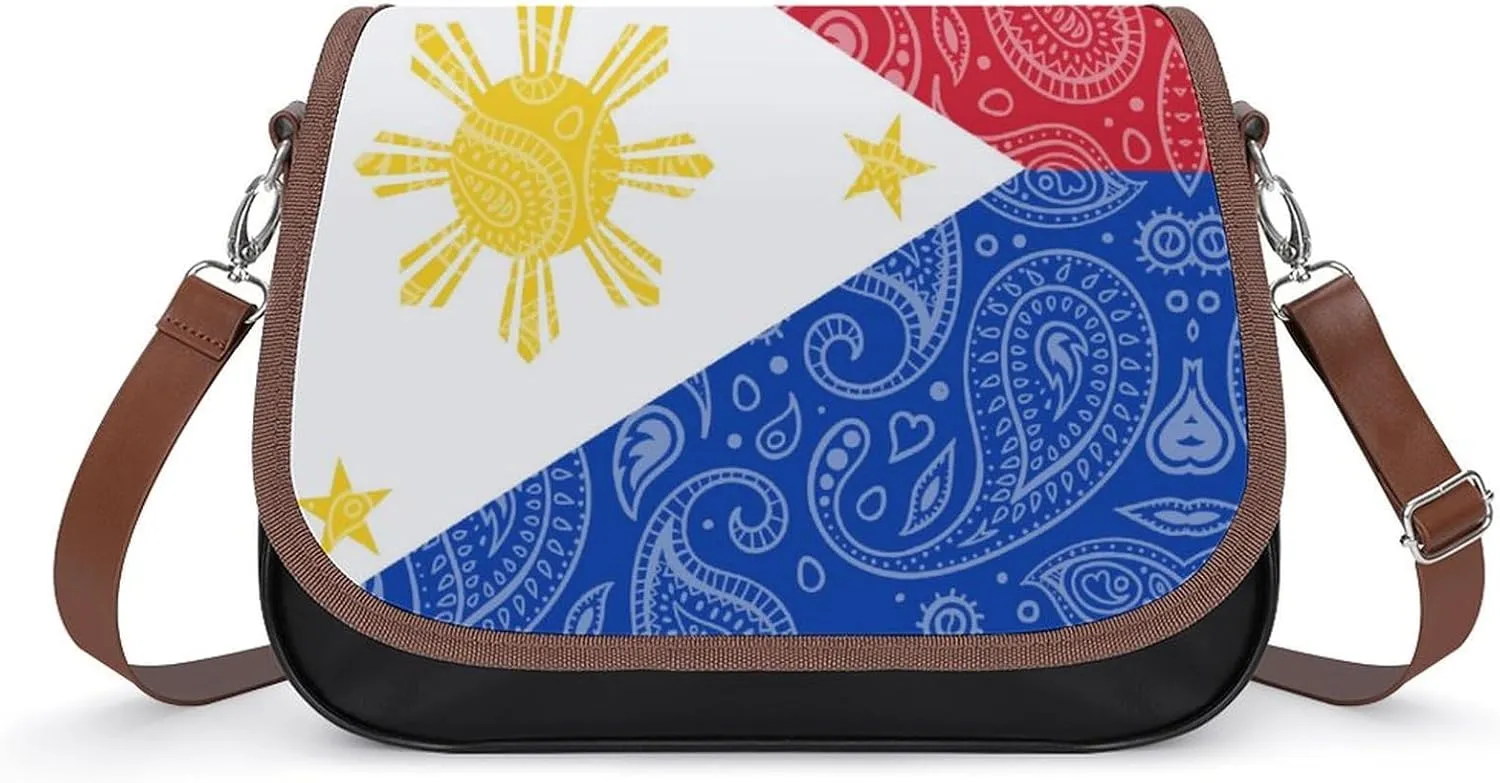 Paisley Philippines Flag PU Leather Crossbody Bag, Mini Phone Sling Bag Wallet Purses, Handbag for Women, Fashion