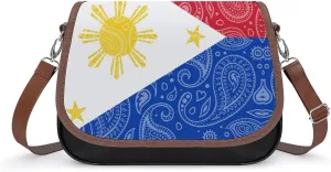 Paisley Philippines Flag PU Leather Crossbody Bag, Mini Phone Sling Bag Wallet Purses, Handbag for Women, Fashion