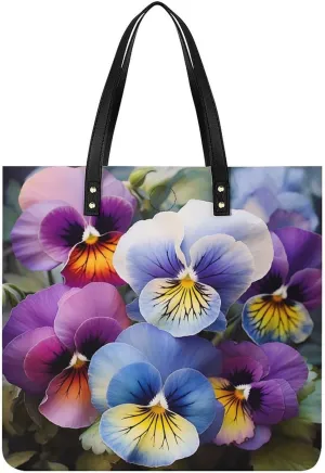 Pansy Perfection Tote Bag Durable Water-Resistant Handbags Lightweight Tote for Travel Work Book