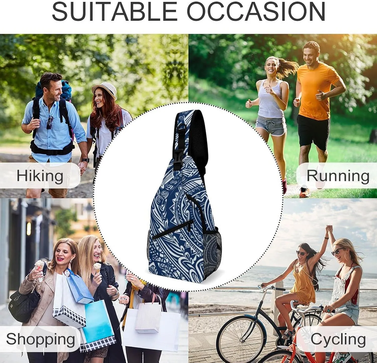 Pastel Color Smiley Face Sling Bag Lightweight Crossbody Chest Pack Travel Shoulder Bag with Adjustable Strap