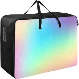 Pastel Rainbow Gradient Storage Bags, 27.5x19.7x11 In, Reusable and Sustainable Zippered Storage Bags for Moving Essential