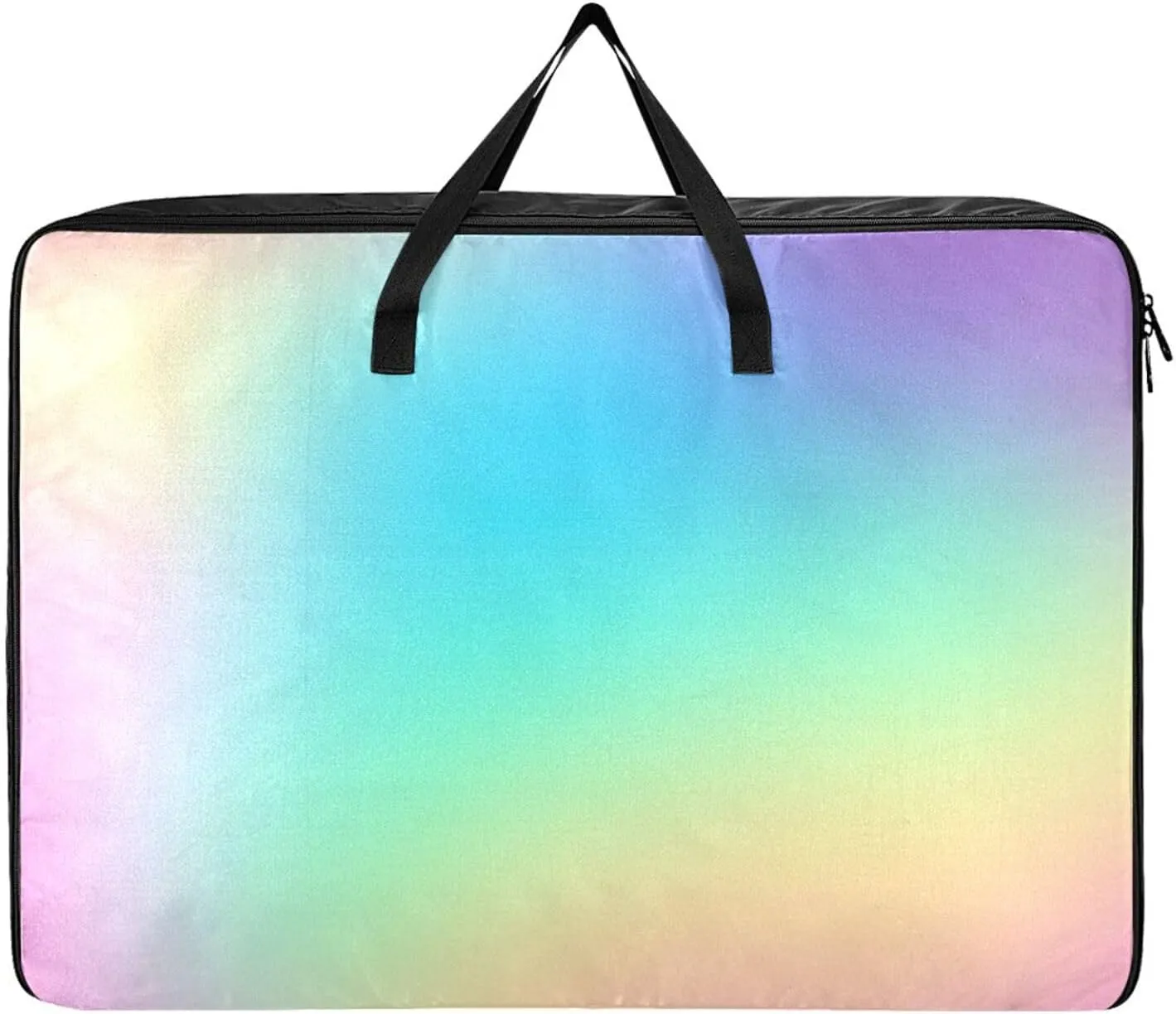 Pastel Rainbow Gradient Storage Bags, 27.5x19.7x11 In, Reusable and Sustainable Zippered Storage Bags for Moving Essential