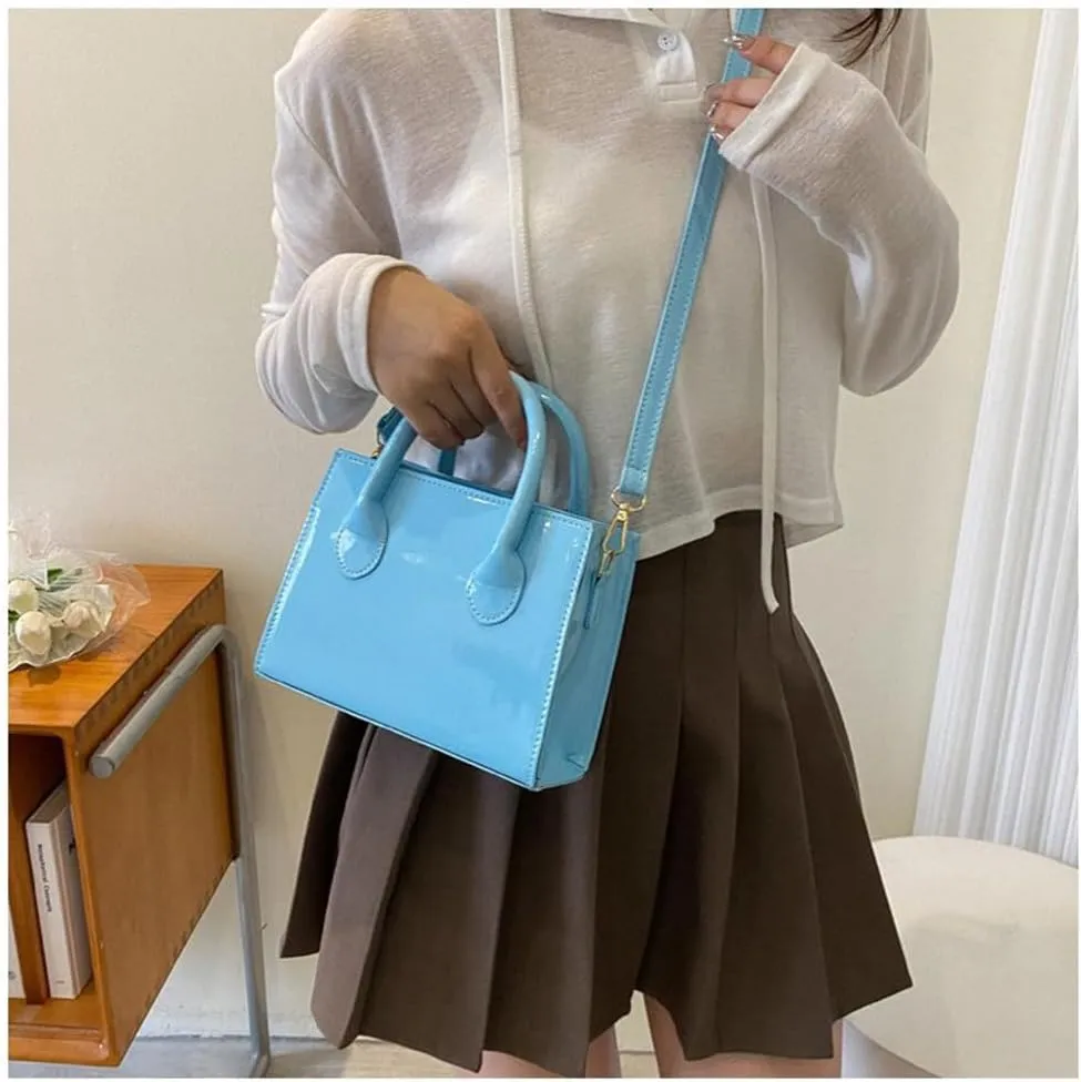 Patent Leather Handbag Shinny Clutch Purse Mini Shoulder Bag Evening Purse for Women