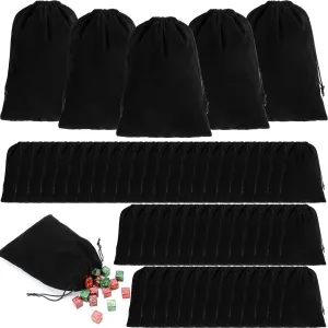 Paterr 100 Pcs Velvet Drawstring Jewelry Pouch Black Gift Wrap Jewelry Pouches Drawstring Bags 5 x 7 Bags for Jewelry, Earring, Watch, Gift, Wedding, Candy, Birthday, Christmas Favor Party Supplies