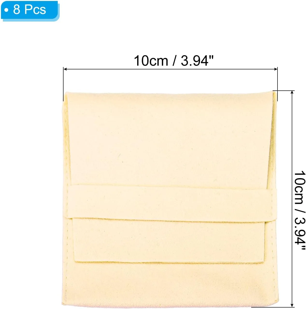 PATIKIL 10x10cm Jewelry Pouches with Band, 8 Pack Microfiber Portable Soft Storage Bags Packaging for Necklace Bracelet Earring Watch Rings Brooch, Beige