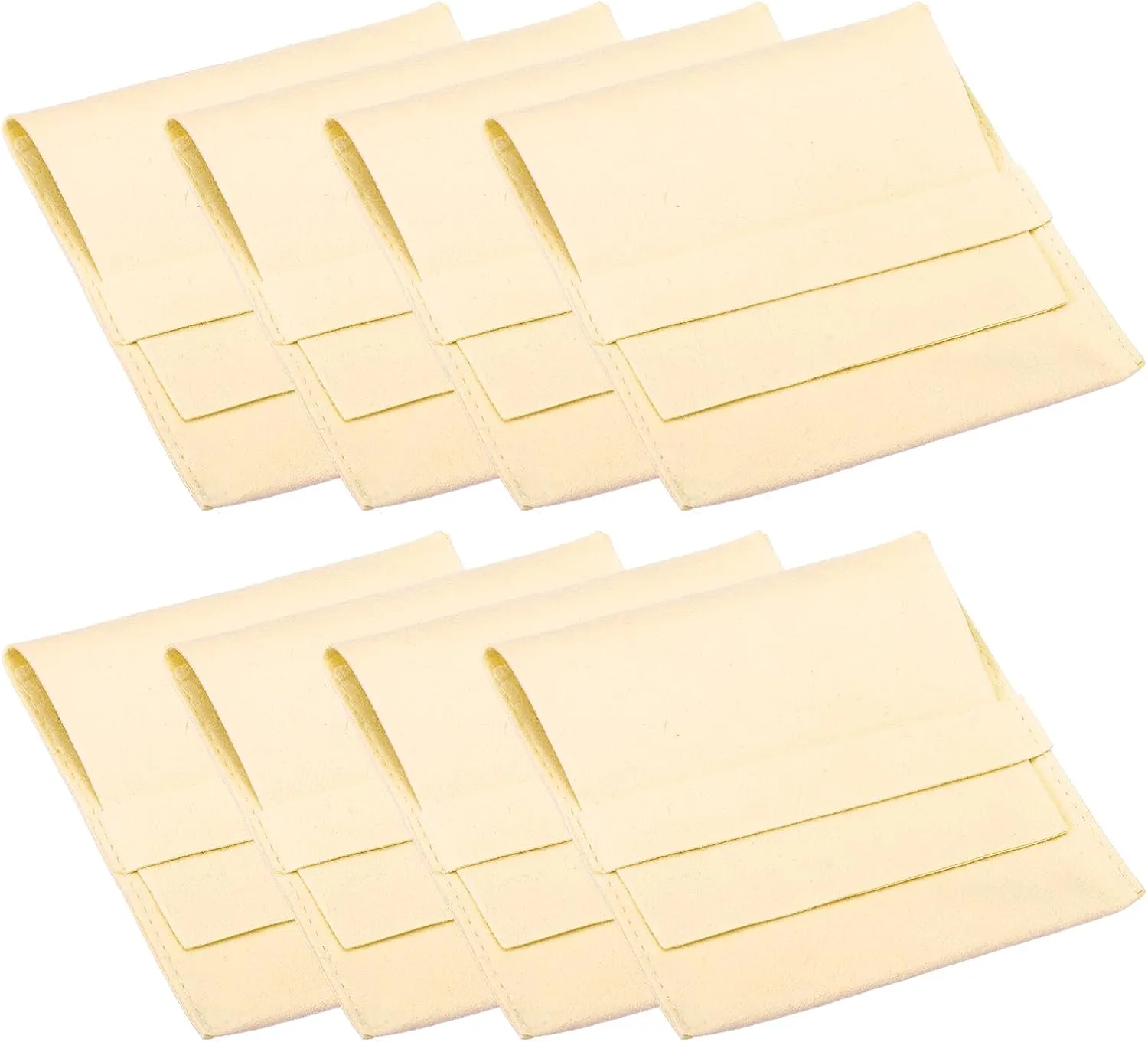 PATIKIL 10x10cm Jewelry Pouches with Band, 8 Pack Microfiber Portable Soft Storage Bags Packaging for Necklace Bracelet Earring Watch Rings Brooch, Beige