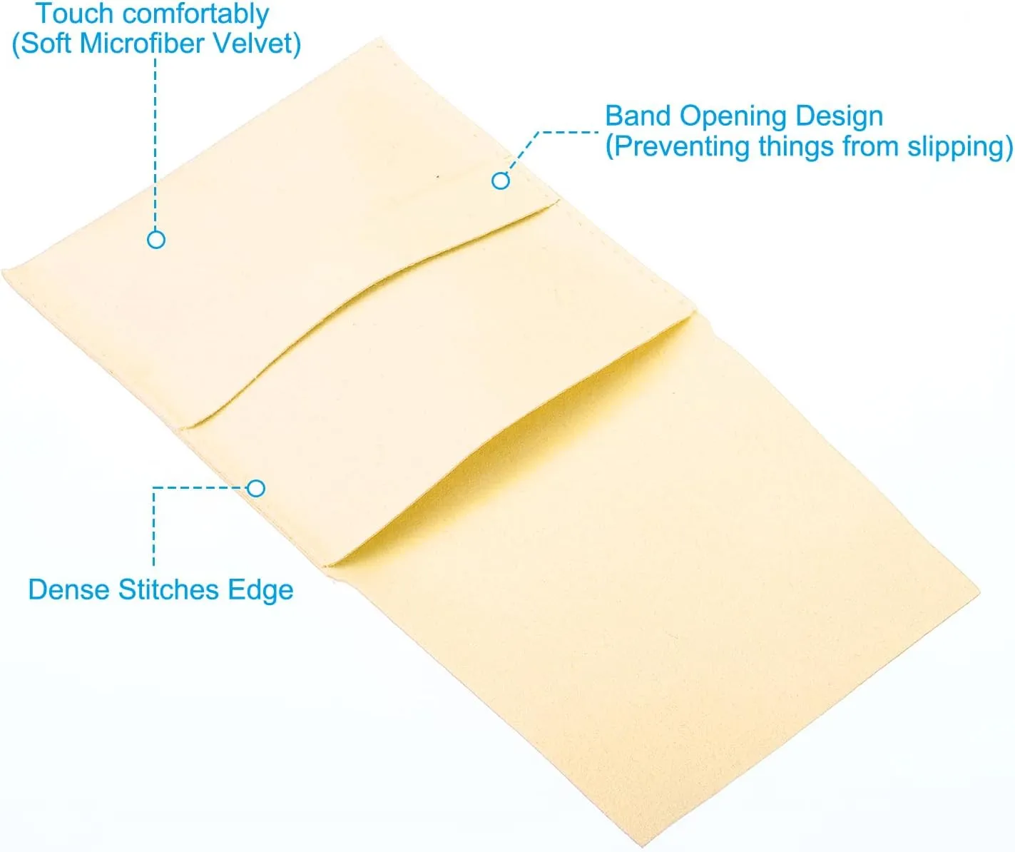 PATIKIL 10x10cm Jewelry Pouches with Band, 8 Pack Microfiber Portable Soft Storage Bags Packaging for Necklace Bracelet Earring Watch Rings Brooch, Beige