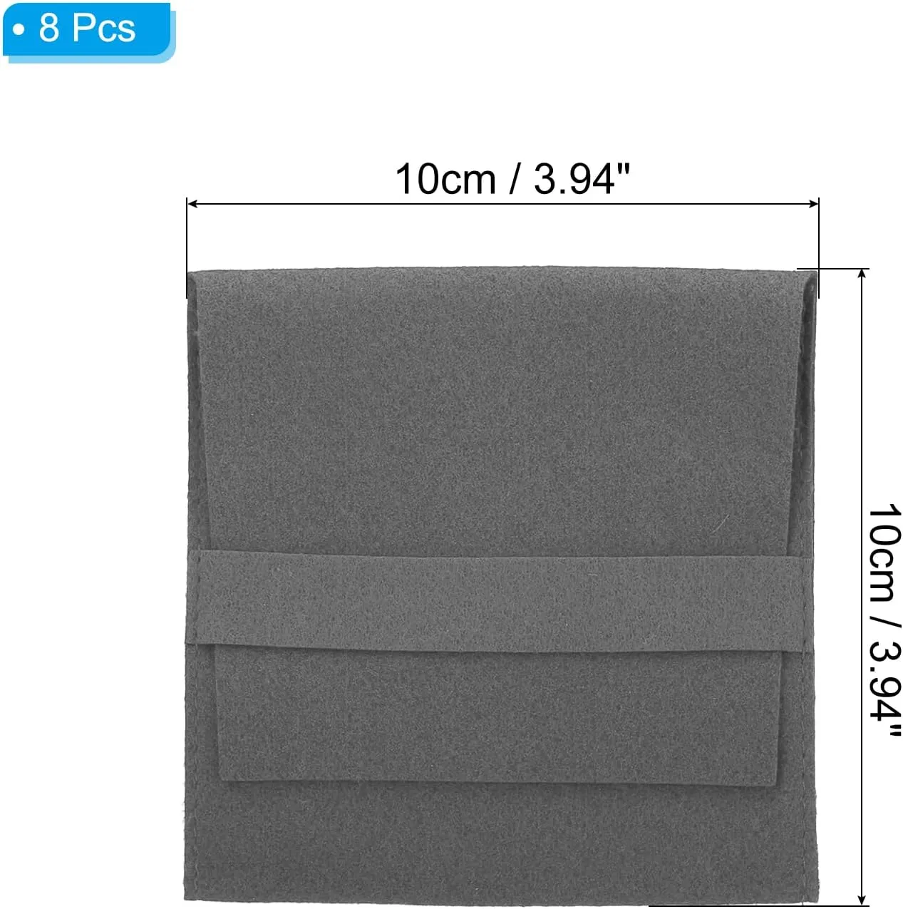 PATIKIL 10x10cm Jewelry Pouches with Band, 8 Pack Microfiber Portable Soft Storage Bags Packaging for Necklace Bracelet Earring Watch Rings Brooch, Dark Grey