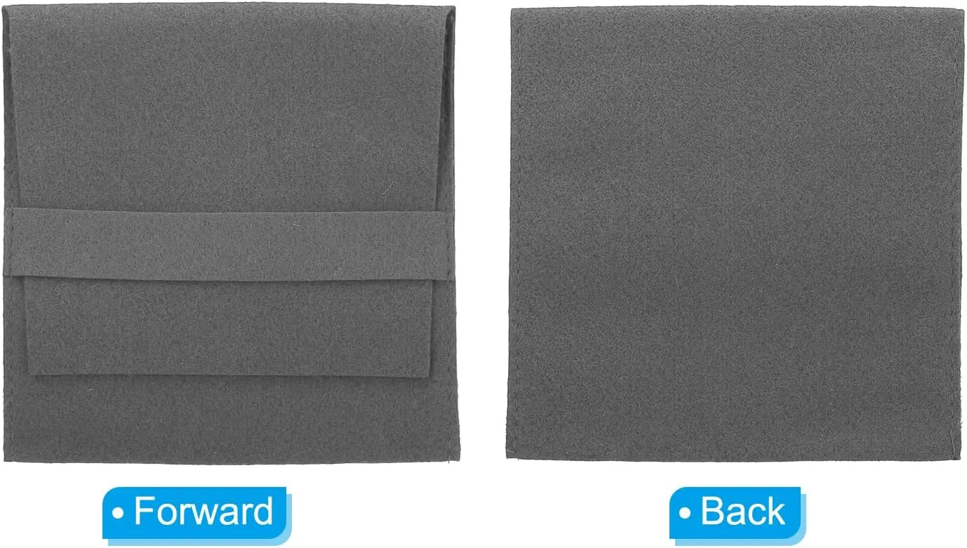 PATIKIL 10x10cm Jewelry Pouches with Band, 8 Pack Microfiber Portable Soft Storage Bags Packaging for Necklace Bracelet Earring Watch Rings Brooch, Dark Grey