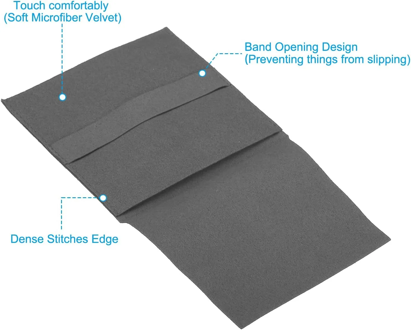 PATIKIL 10x10cm Jewelry Pouches with Band, 8 Pack Microfiber Portable Soft Storage Bags Packaging for Necklace Bracelet Earring Watch Rings Brooch, Dark Grey
