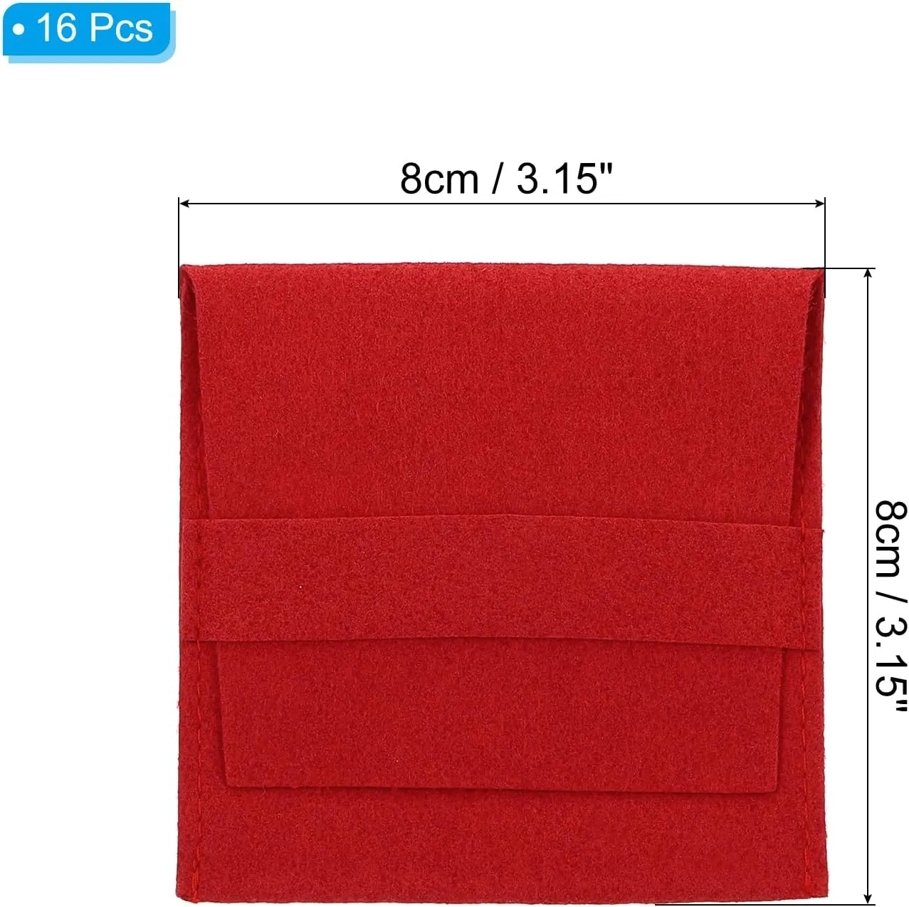 PATIKIL 8x8cm Jewelry Pouches with Band, 16 Pack Microfiber Portable Soft Storage Bags Packaging for Necklace Bracelet Earring Watch Rings Brooch, Red